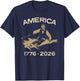 America 1776 2026 Abraham Lincoln Skiing President Graphic T-Shirt - T-Shirt | Navy