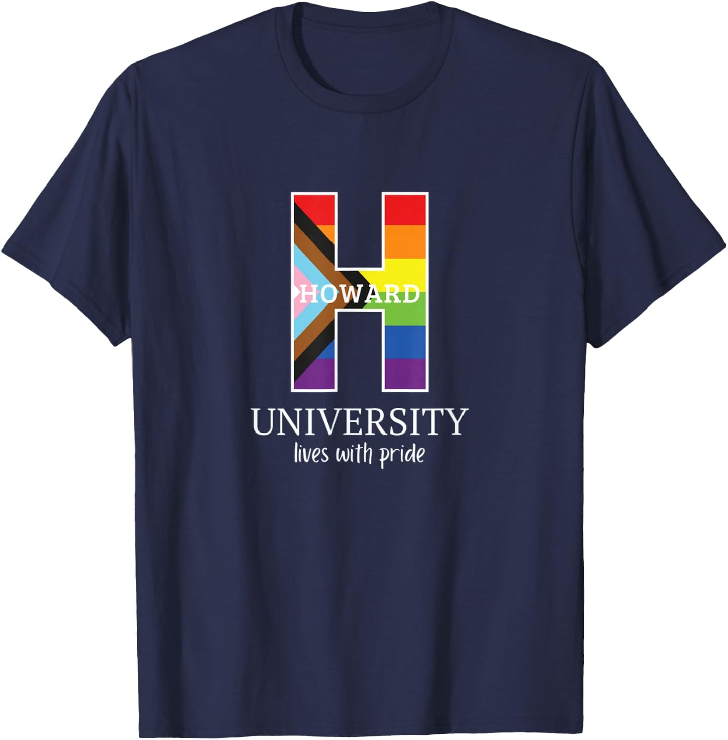 Howard University Bison Live with Pride Rainbow T-Shirt - T-Shirt | Navy