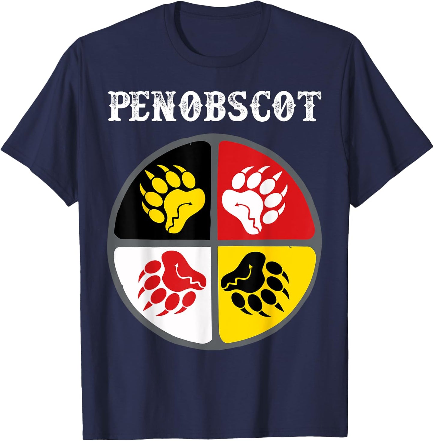 Penobscot Tribe Native American Medicine Wheel T-Shirt - T-Shirt | Navy