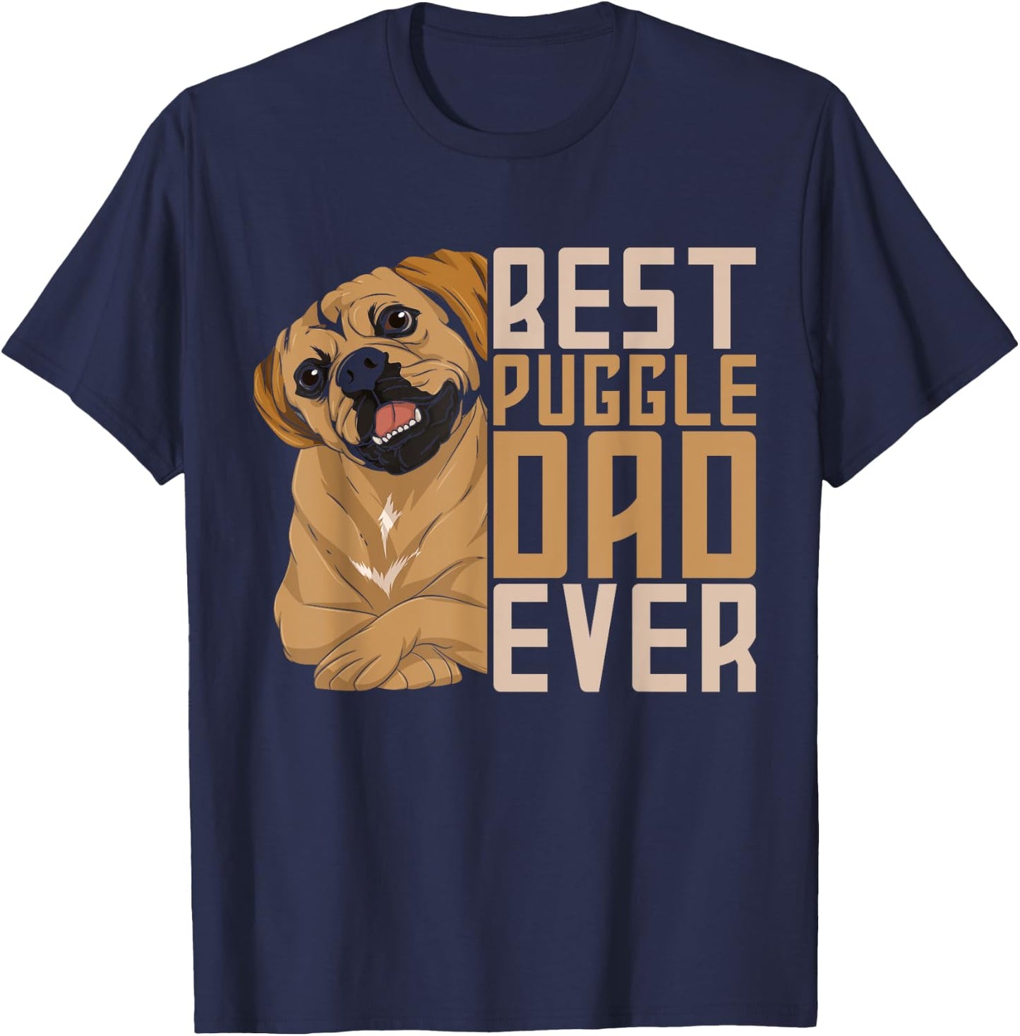 Best Puggle Dad Ever Cute Animal Dog Owner Puggle T-Shirt - T-Shirt | Navy