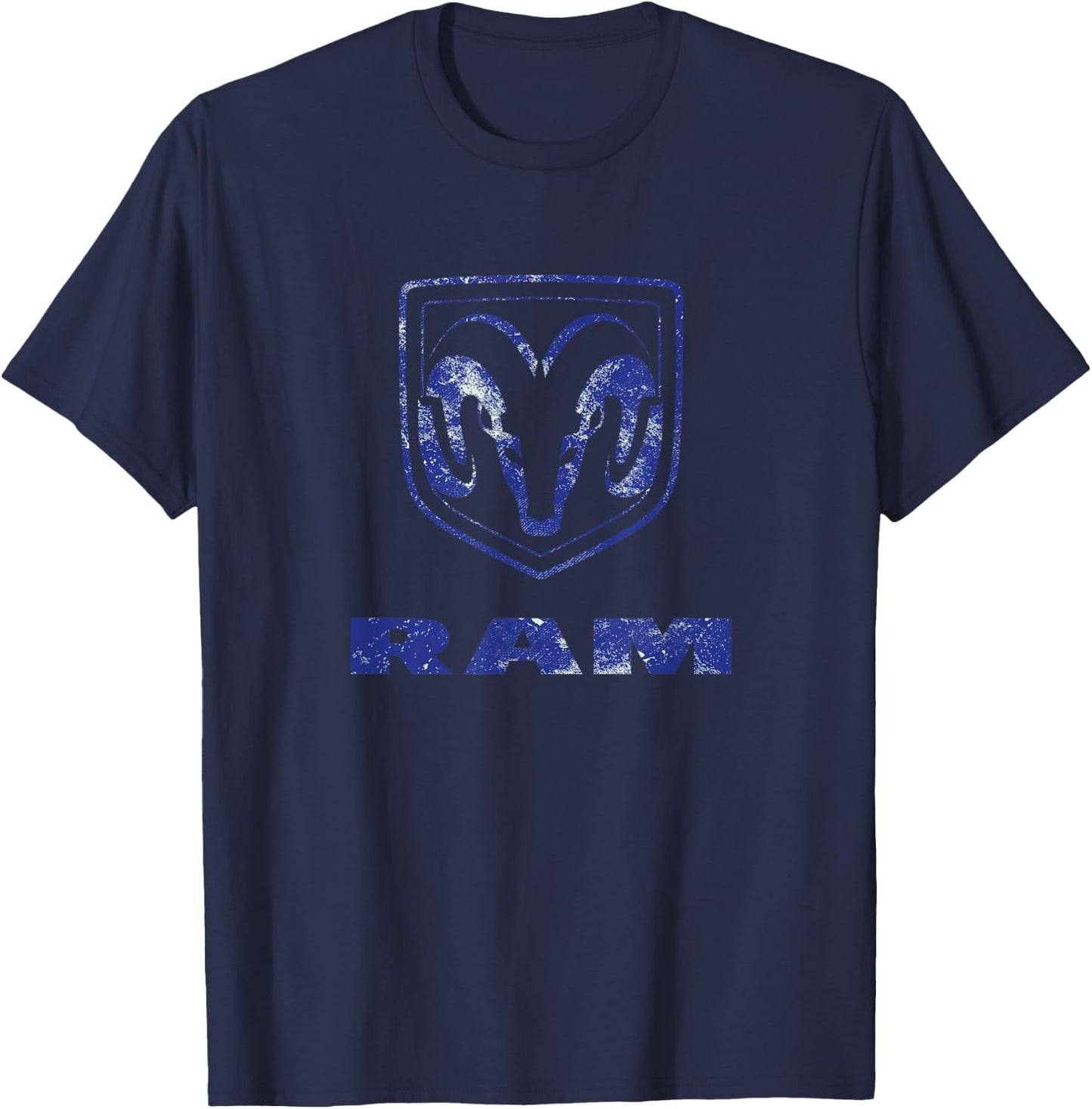 Ram Trucks Logo Distressed , Blue, S T-Shirt - T-Shirt | Navy