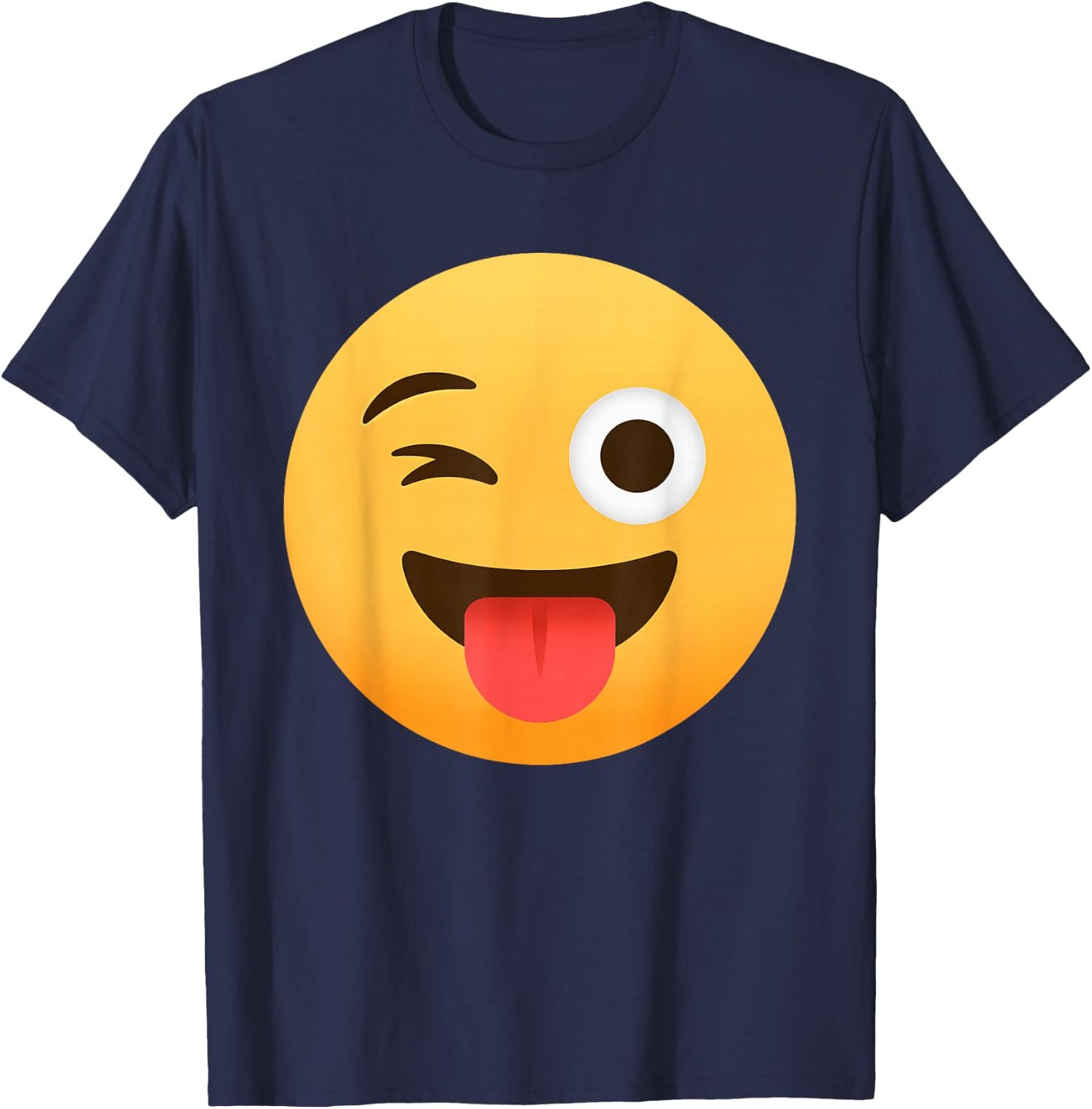 Funny Emoticon Winking Face Stuck-Out Tongue Winking Eye T-Shirt - T-Shirt | Navy