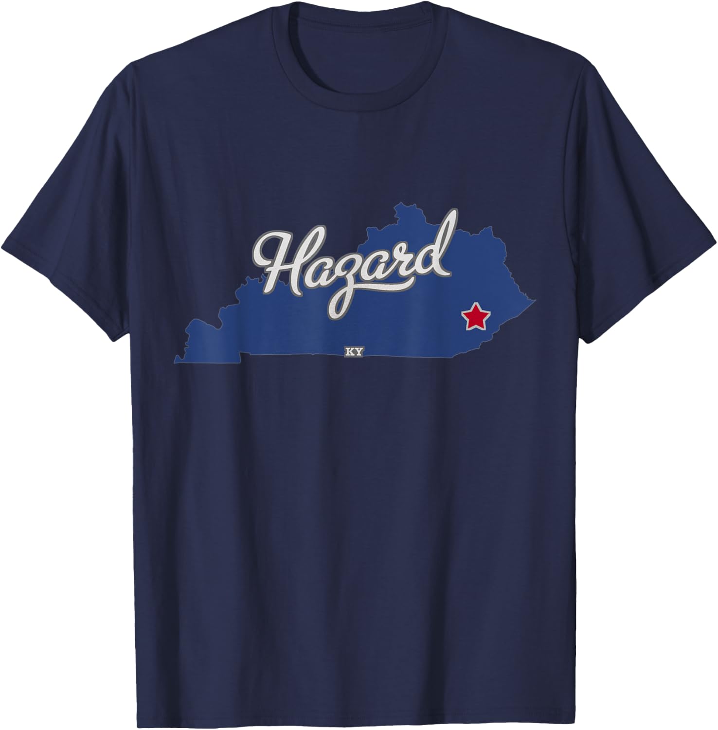Hazard Kentucky KY Map T-Shirt - T-Shirt | Navy
