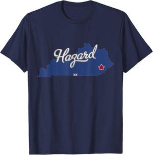 Hazard Kentucky KY Map T-Shirt - T-Shirt | Navy