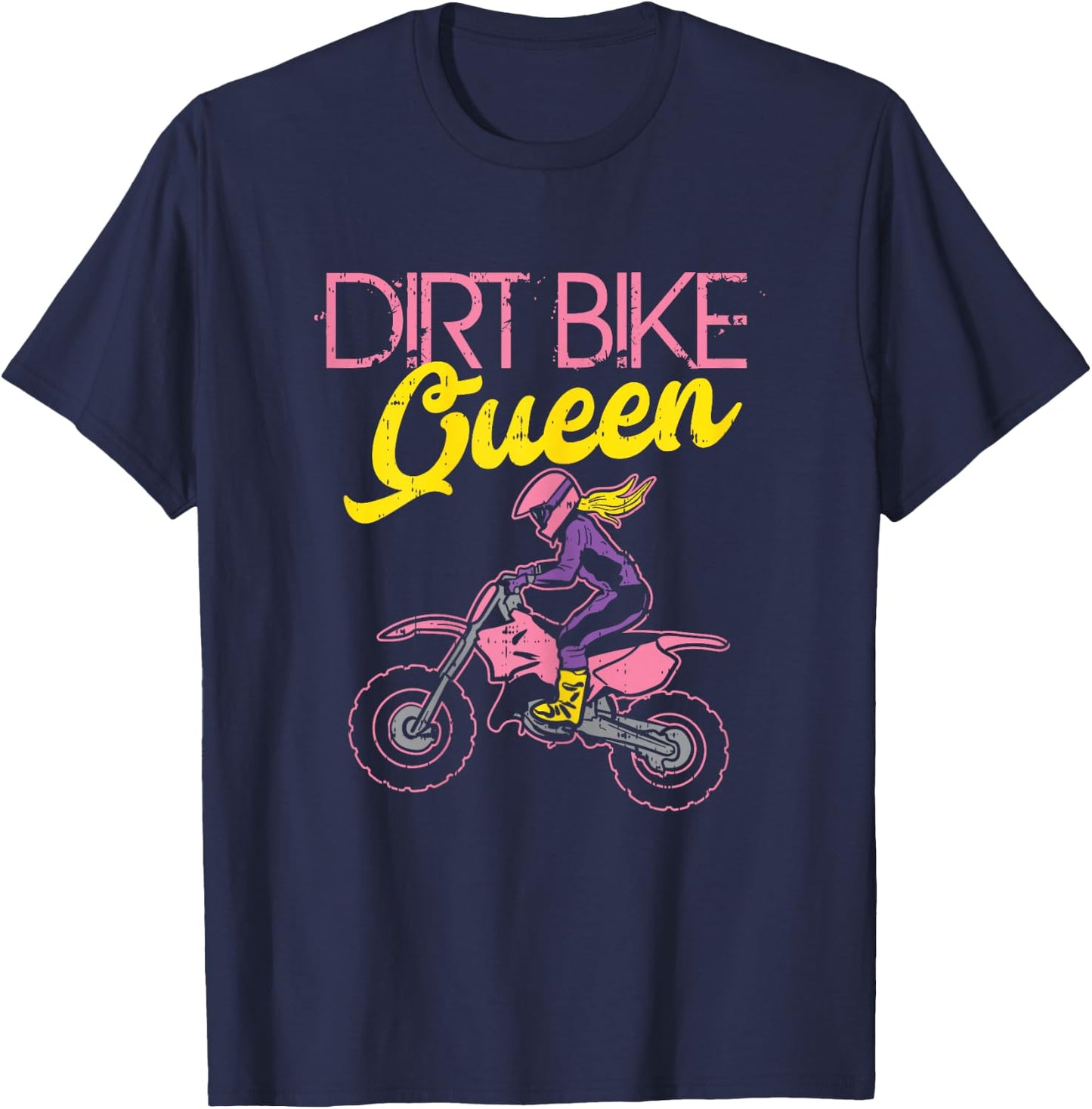 Dirt Bike Queen Motocross Motorcycle Racing Girls Women Gift T-Shirt - T-Shirt | Navy
