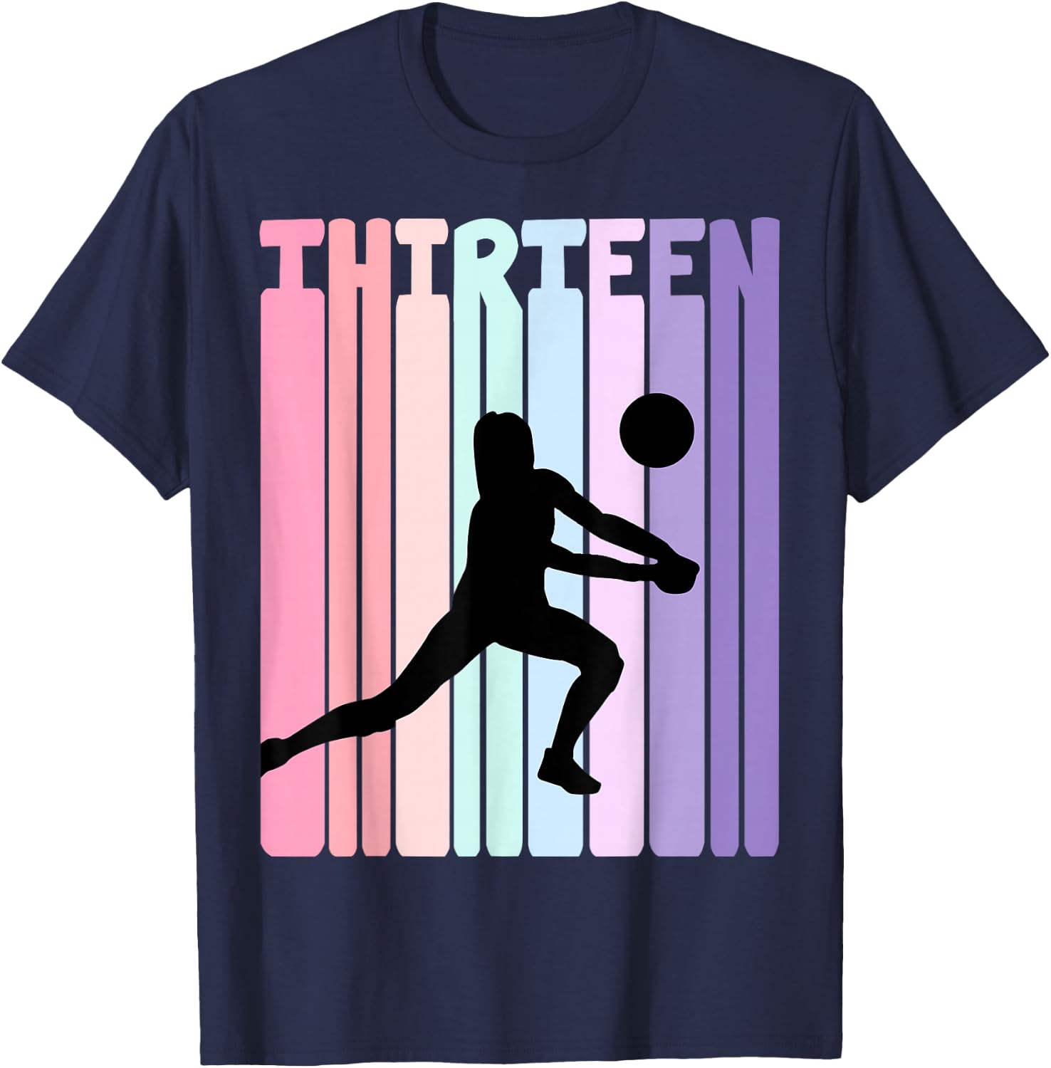 13th Birthday Retro Volleyball Girl Player 13 Years Old Kids T-Shirt - T-Shirt | Navy