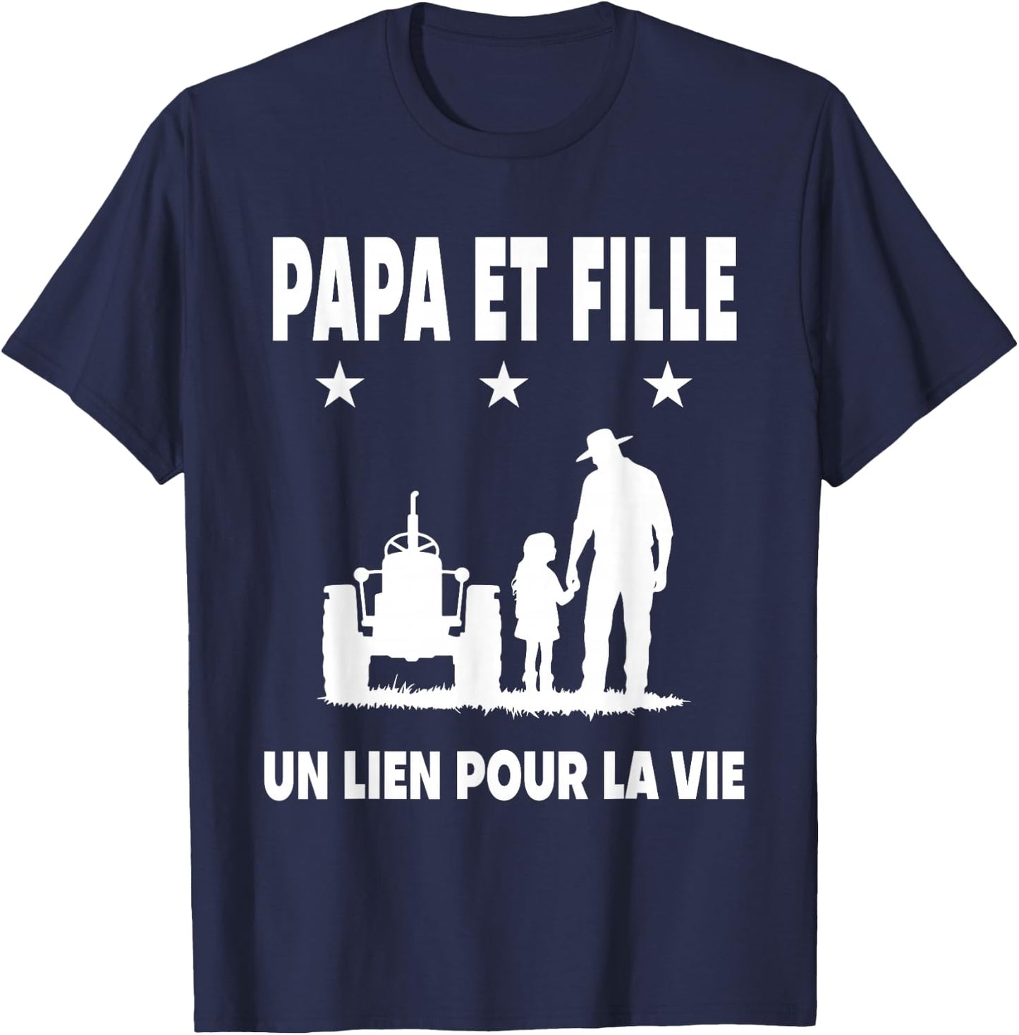 Dad and Daughter Father Farmer Tractor Fathers Day T-Shirt - T-Shirt | Navy
