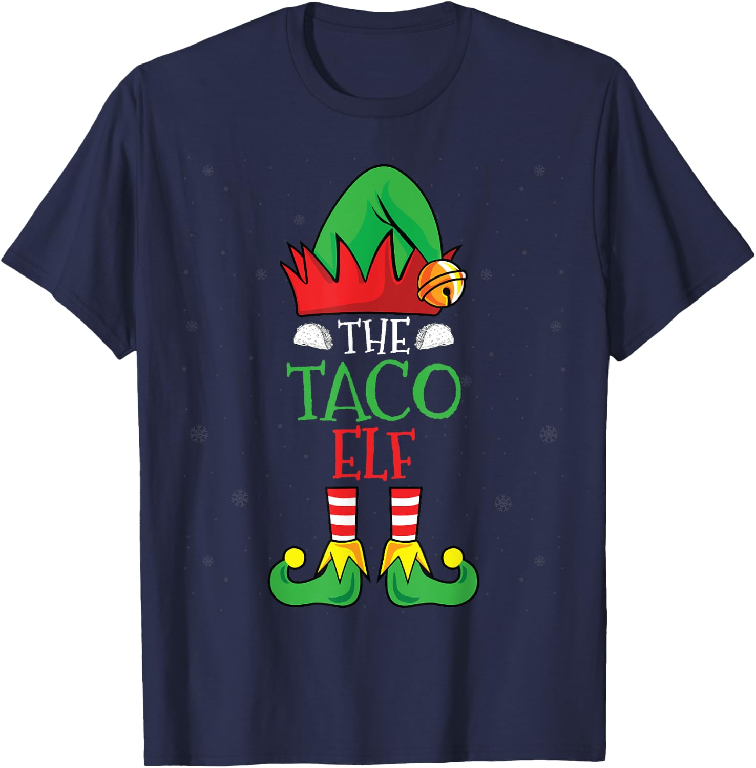 Tacos Lover Elf Xmas Holidays Mexican Food Christmas Taco T-Shirt - T-Shirt | Navy