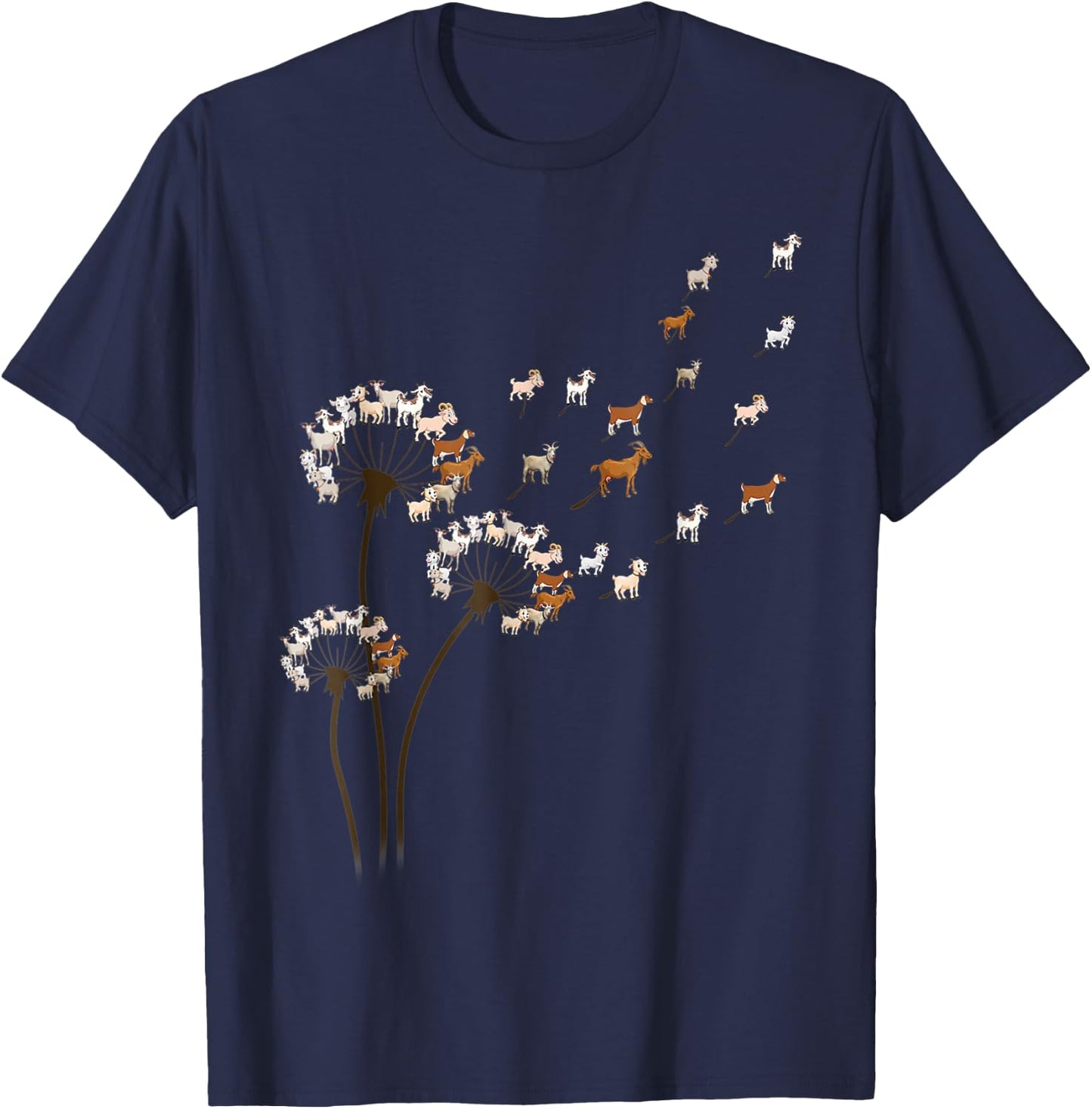 Goat Dandelion Flower Funny Animals Lovers Women T-Shirt - T-Shirt | Navy