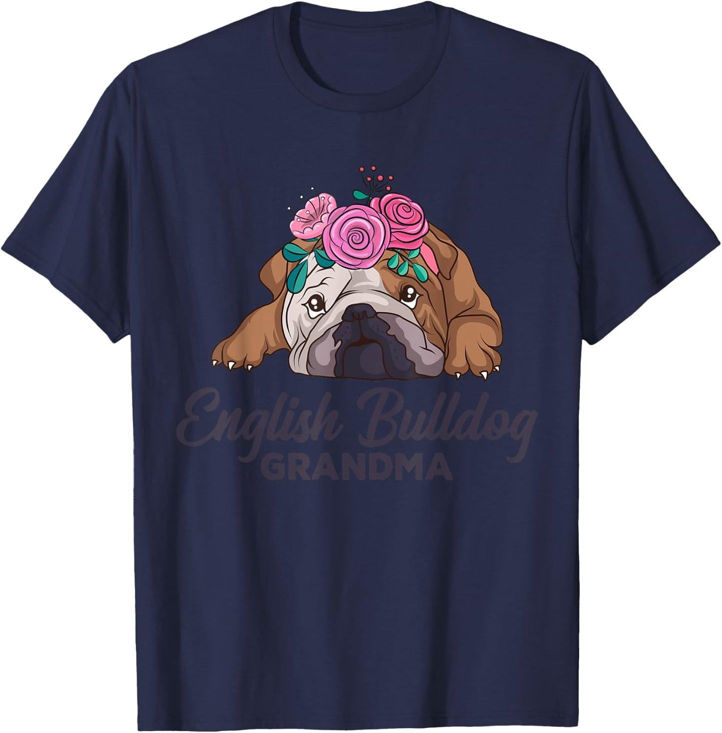 English Bulldog Grandma Dog Lover Owner Women T-Shirt - T-Shirt | Navy