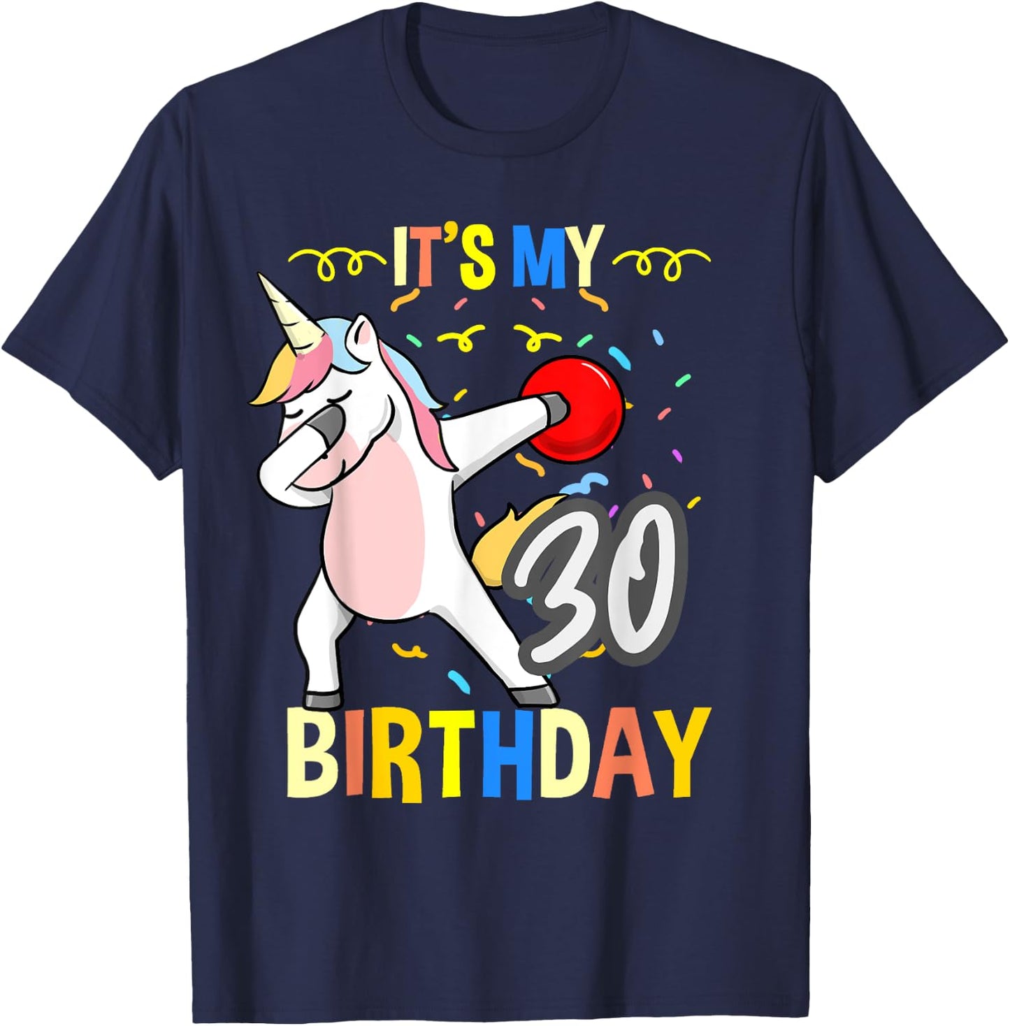 Its My 30th Birthday Dabbing Unicorn Bowling T-Shirt - T-Shirt | Navy