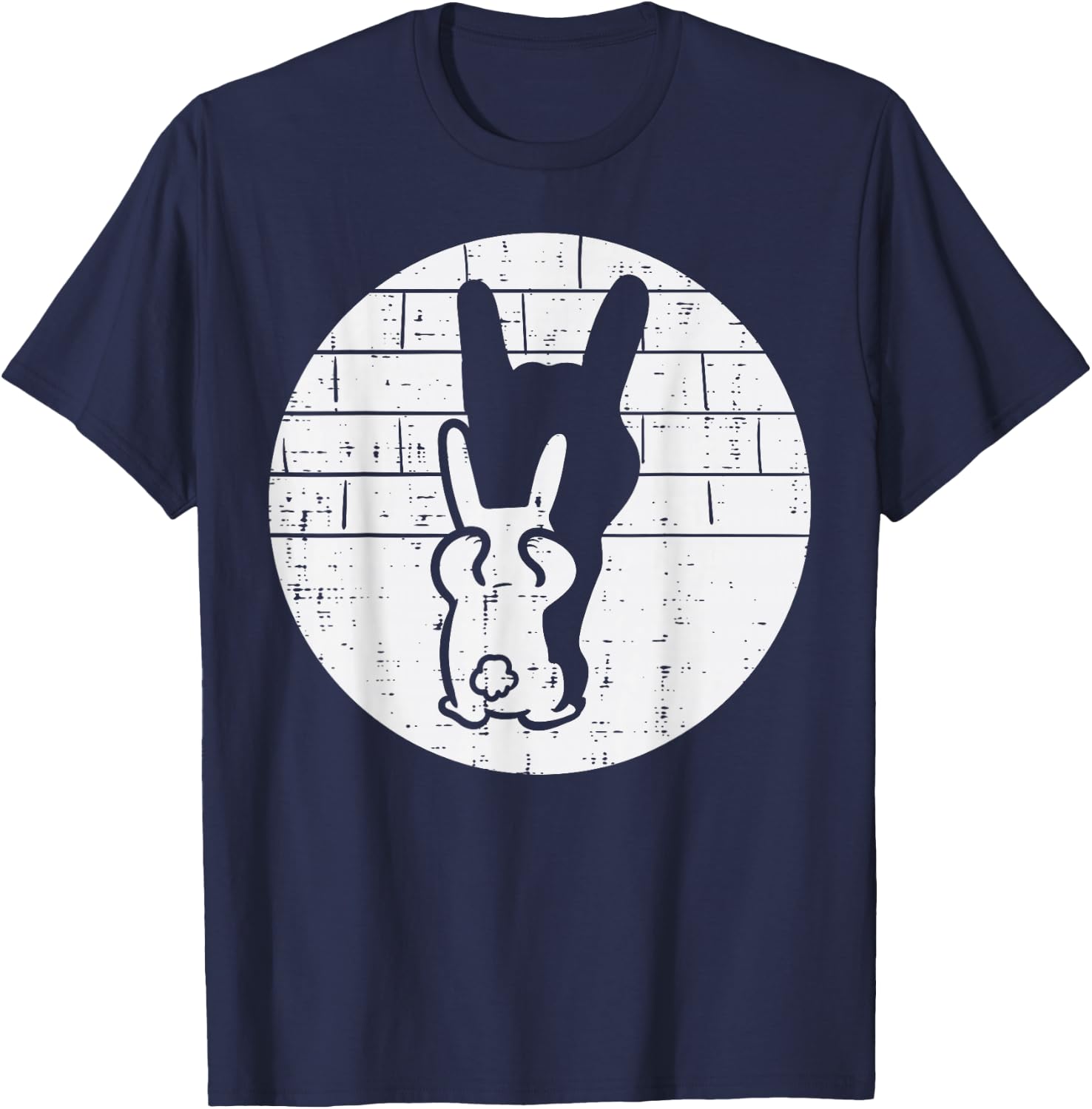 Easter Bunny Shadow Rock Hand Rabbit Rocker Boys Kids Men T-Shirt - T-Shirt | Navy