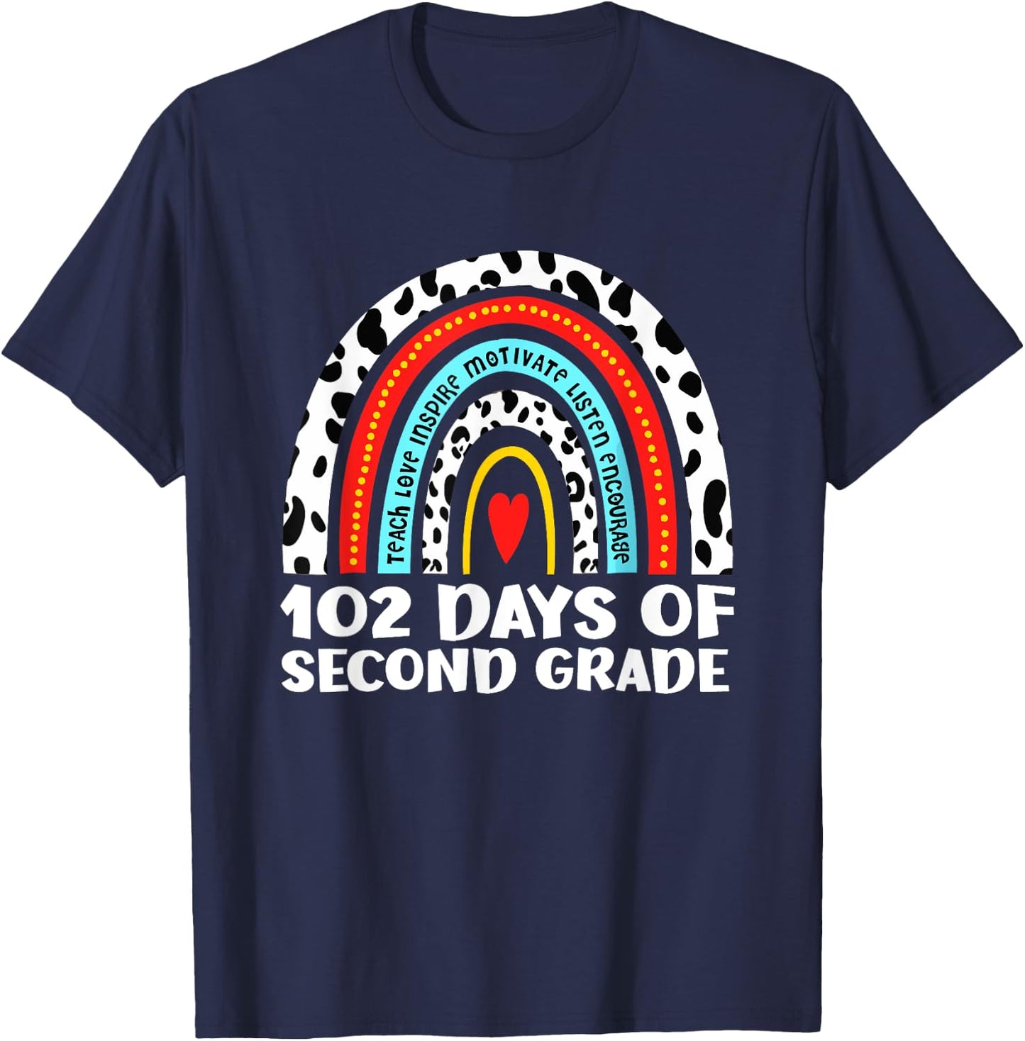102 Day Of 2nd Grade Rainbow 102 Day Of Second Grade T-Shirt - T-Shirt | Navy