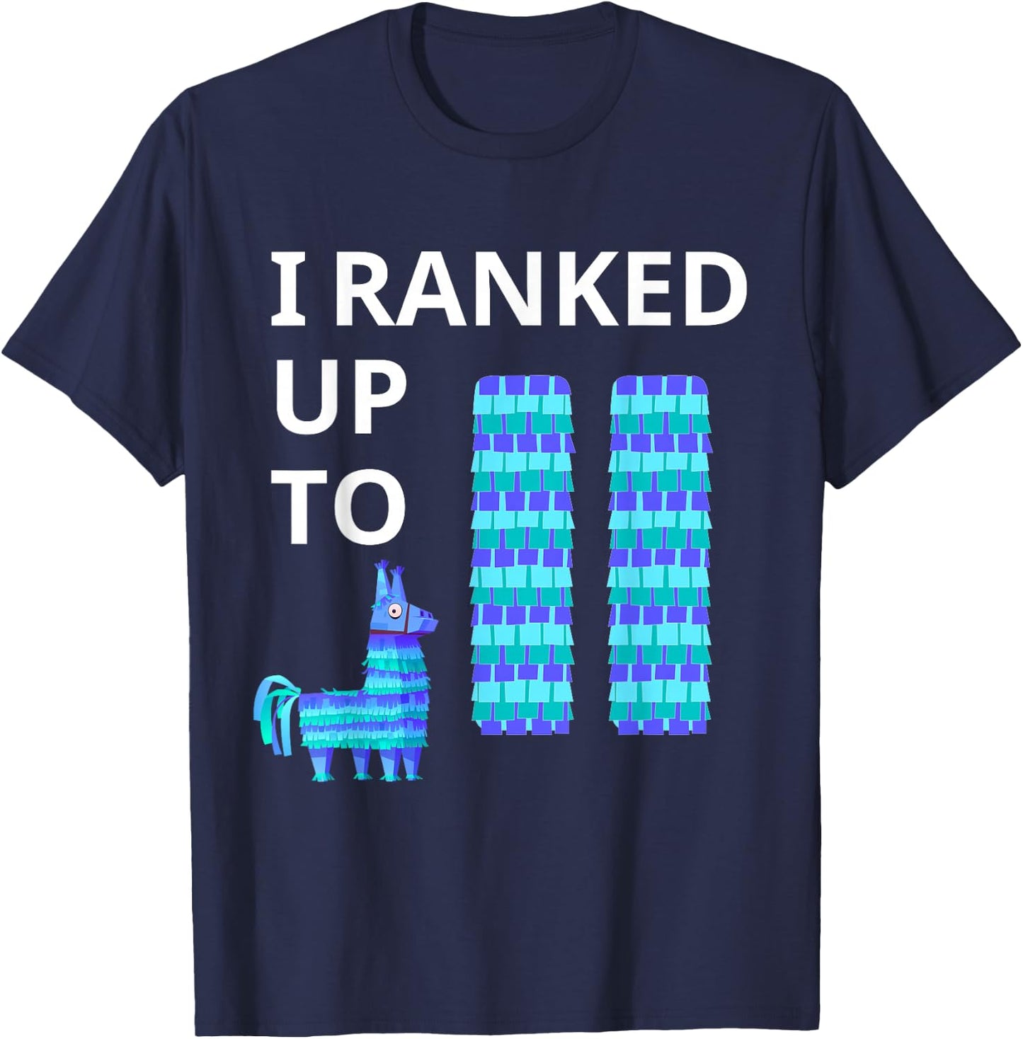 I Ranked Up To 11 Birthday Video Game Llama Piñata Birthday T-Shirt - T-Shirt | Navy