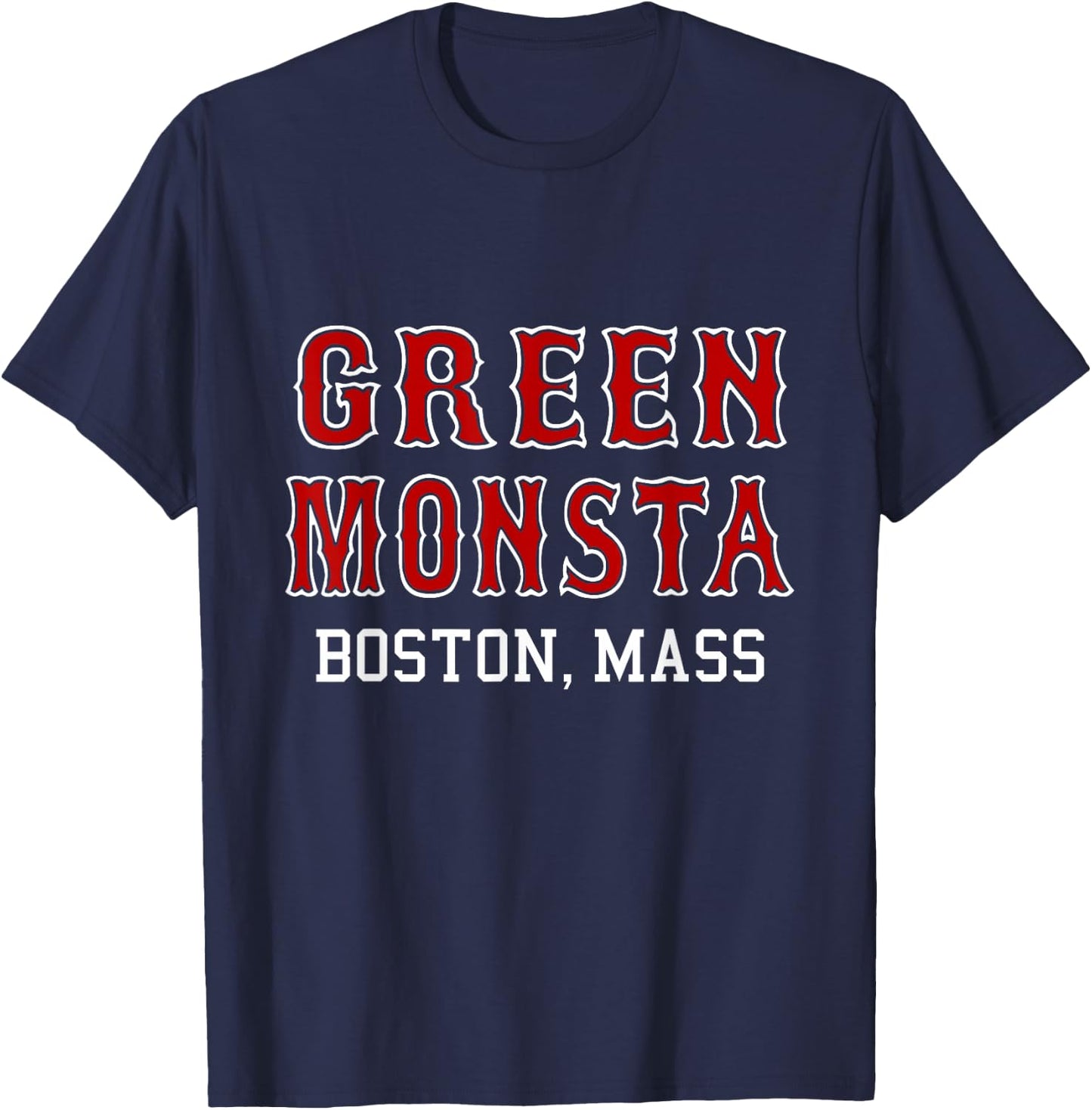 Funny Green Monstah Boston Mass New England T-Shirt - T-Shirt | Navy