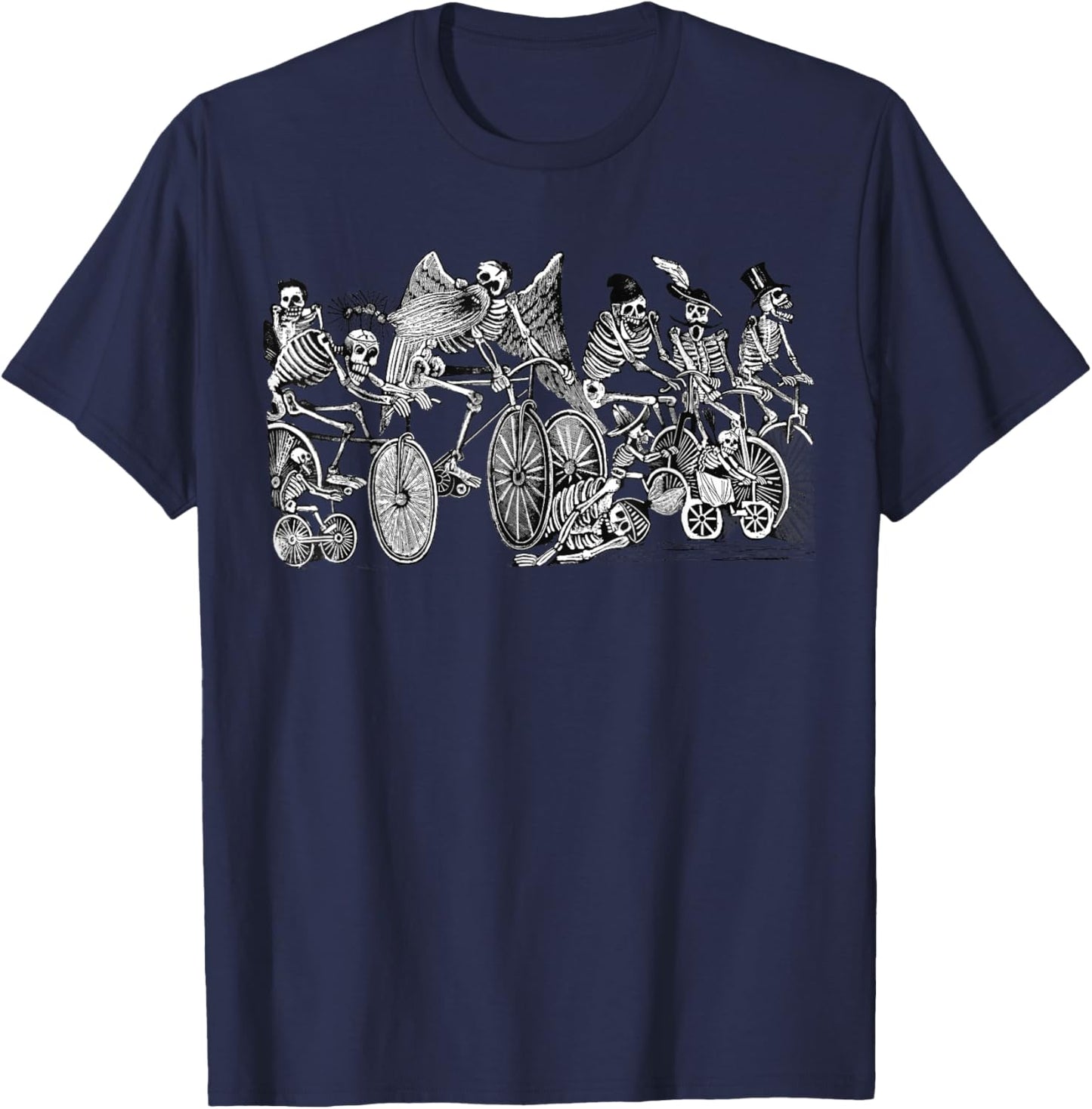 Bike Riding Skeletons Cycling for Bikers T-Shirt - T-Shirt | Navy