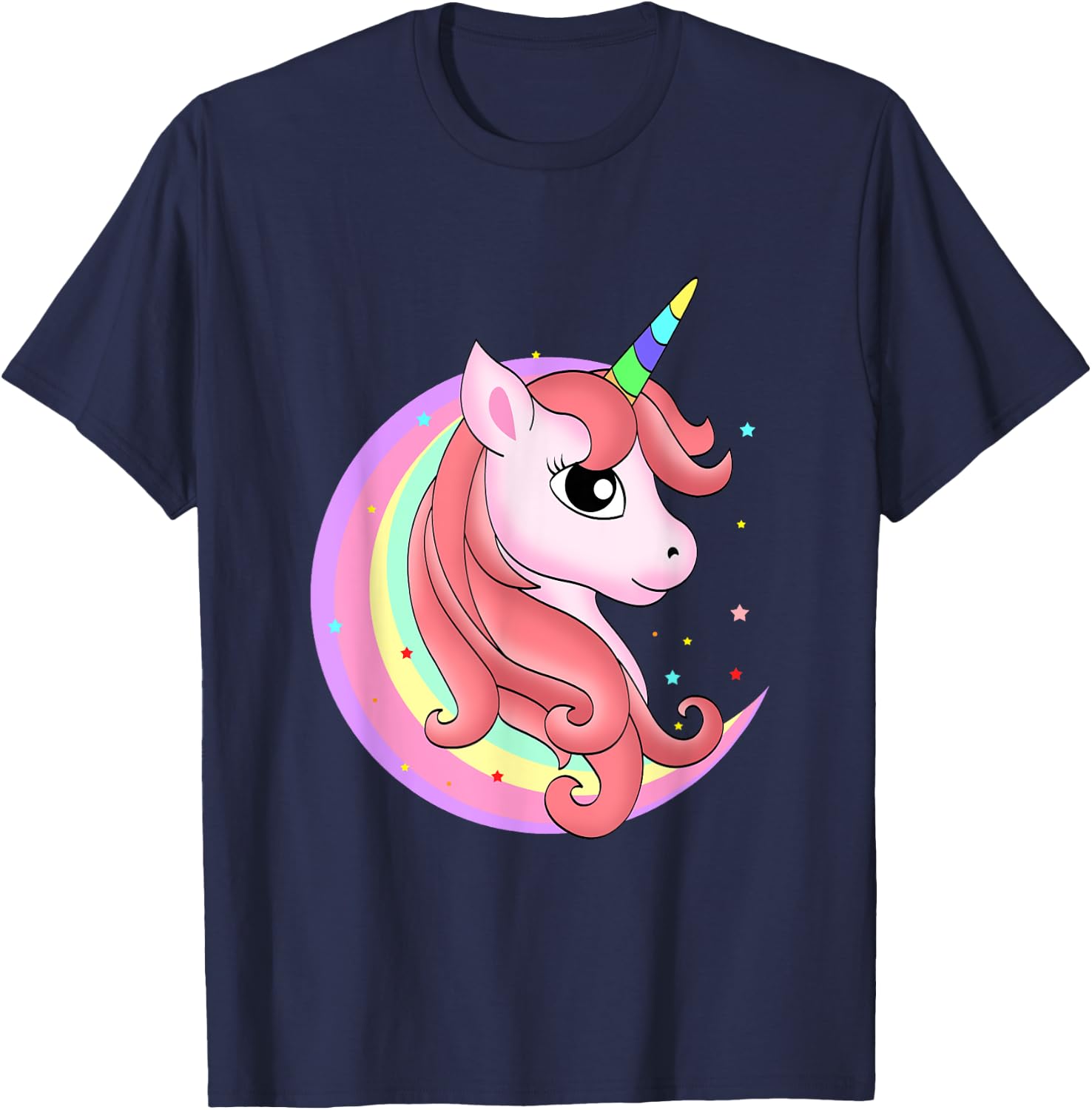 Magical Unicorn and a Rainbow - Unicorn T-Shirt - T-Shirt | Navy