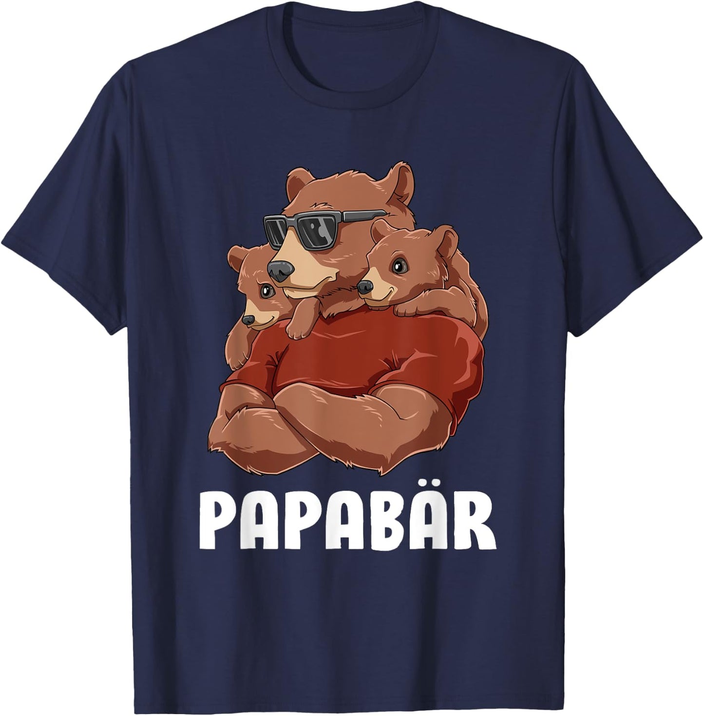 Papa Bear Sibling Clamp Daughter Son Dad Father's Day , black T-Shirt - T-Shirt | Navy