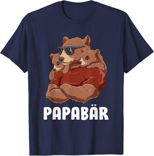 Papa Bear Sibling Clamp Daughter Son Dad Father's Day , black T-Shirt - T-Shirt | Navy