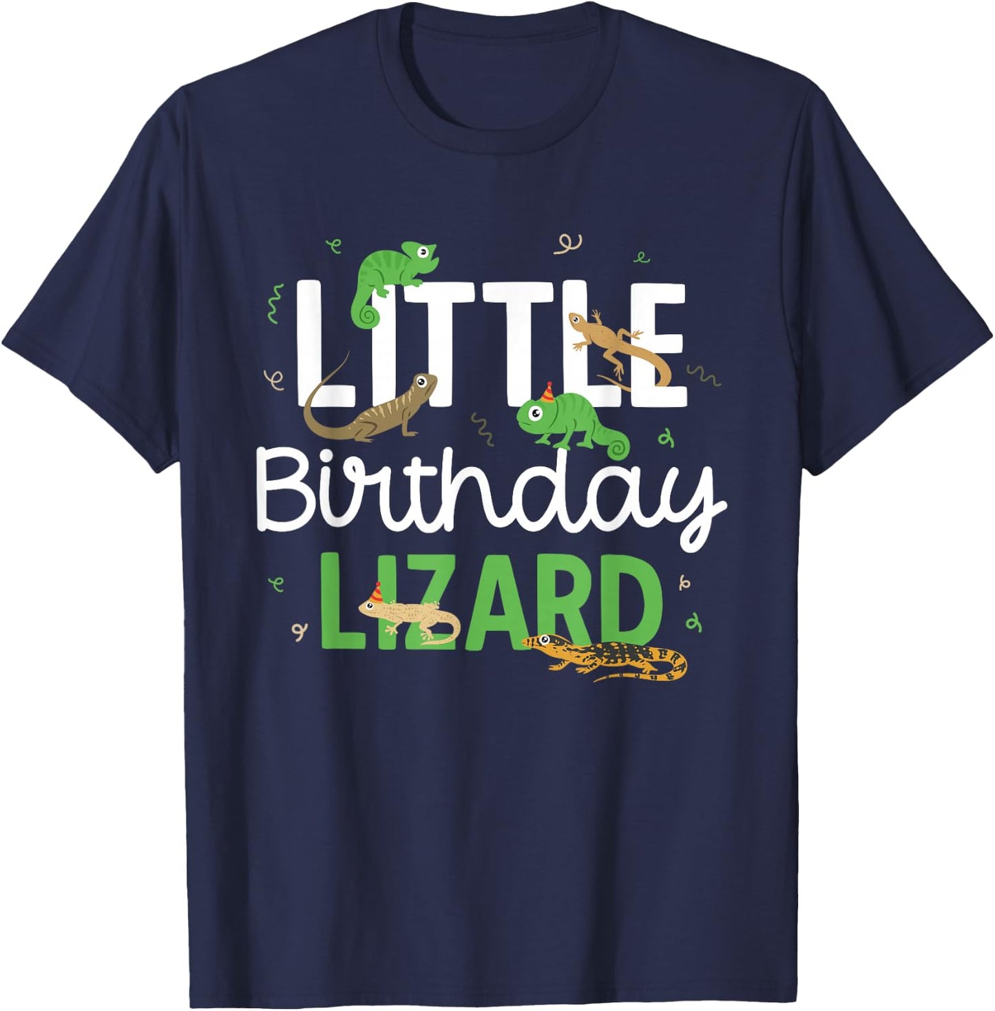 Kids Reptile Little Birthday Lizard Themed Birthday T-Shirt - T-Shirt | Navy