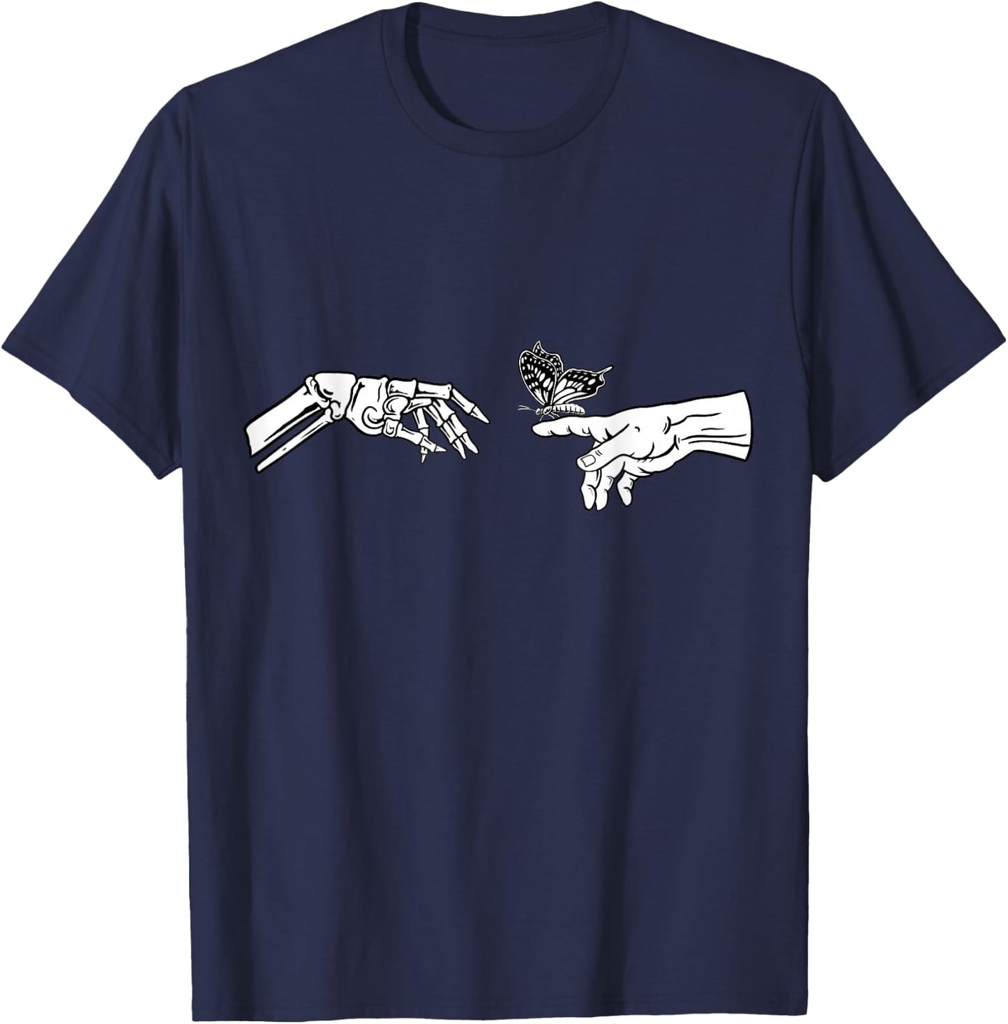 Michelangelo Creation of Adams Butterfly Grunge , black T-Shirt - T-Shirt | Navy