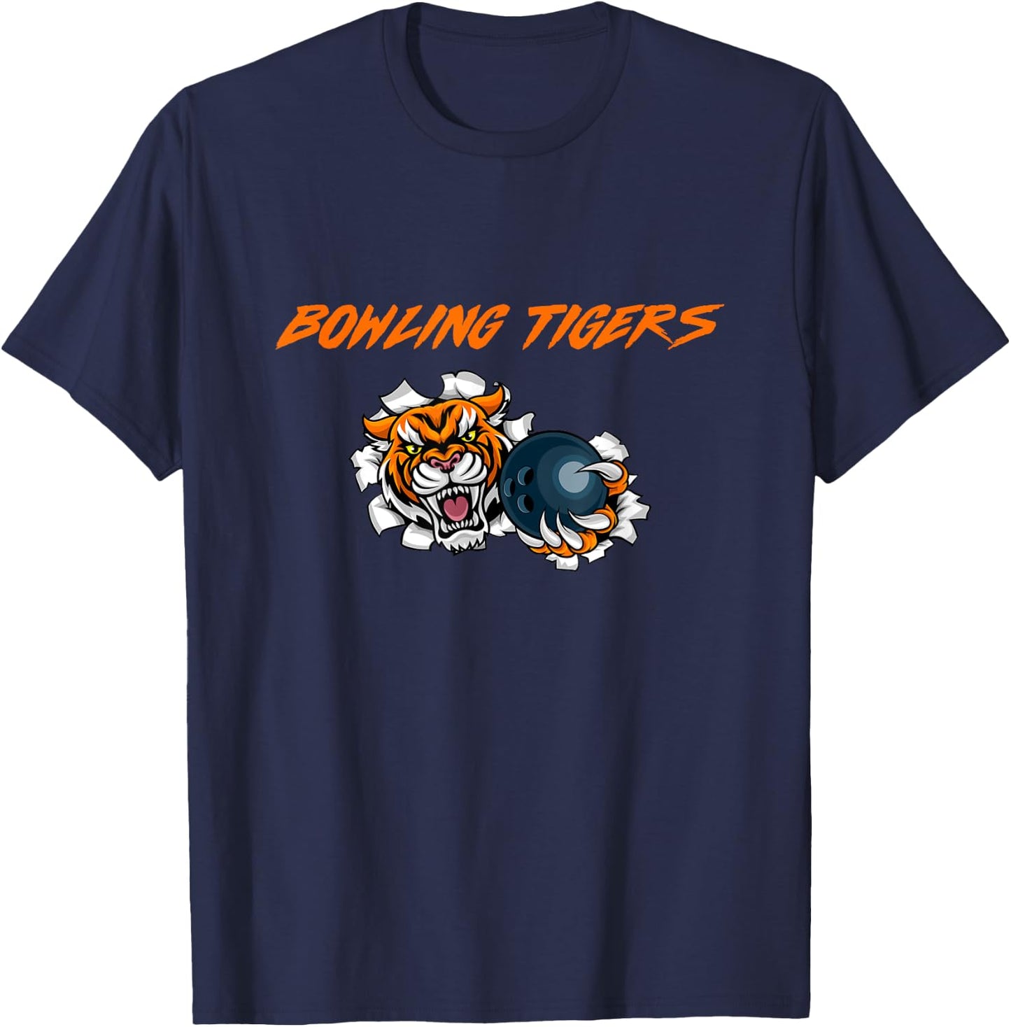 Cool Tiger With Bowling Ball Bowling Team Matching T-Shirt - T-Shirt | Navy