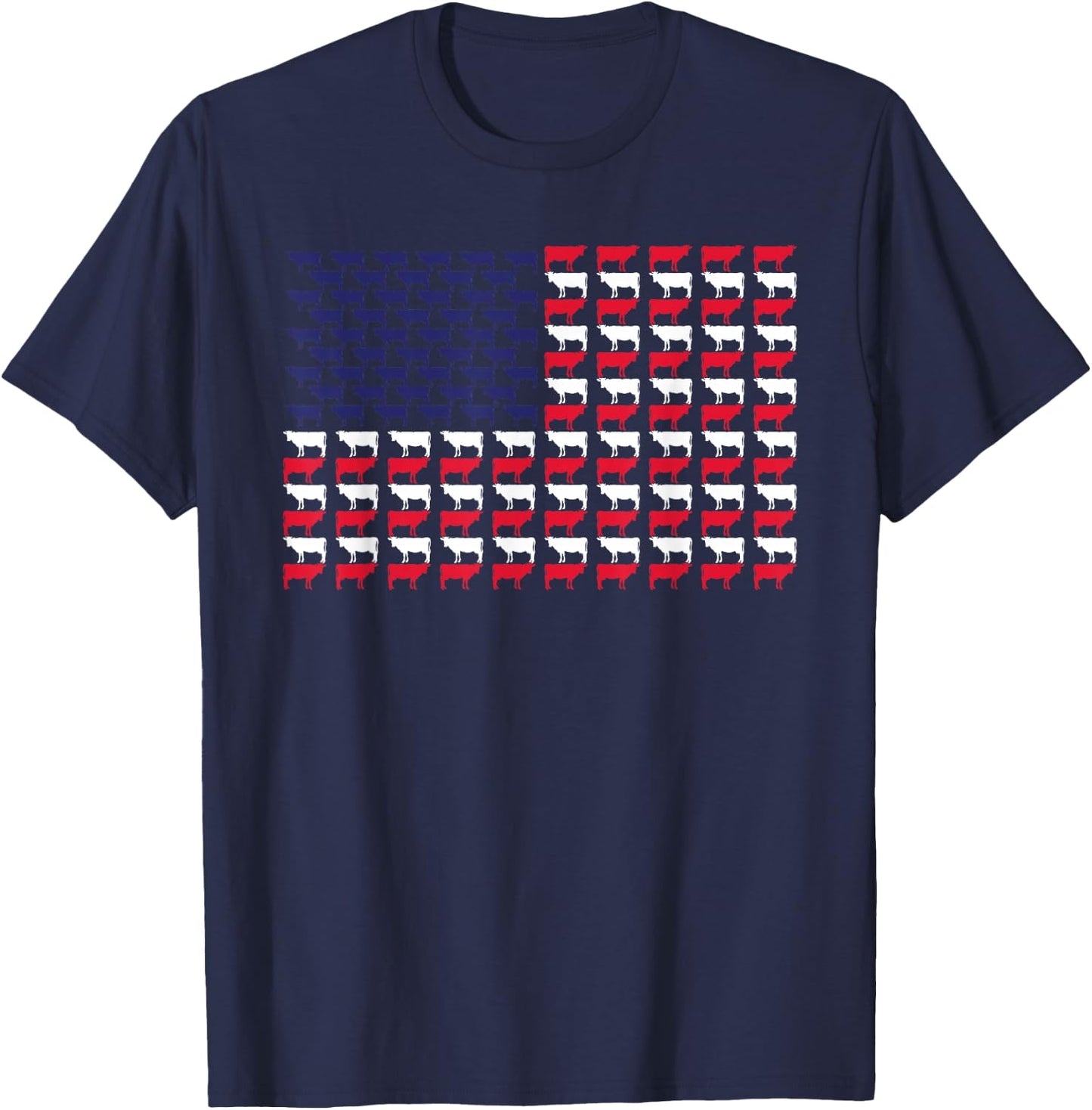 Cow American Flag 4th of July Patriotic T-Shirt - T-Shirt | Navy