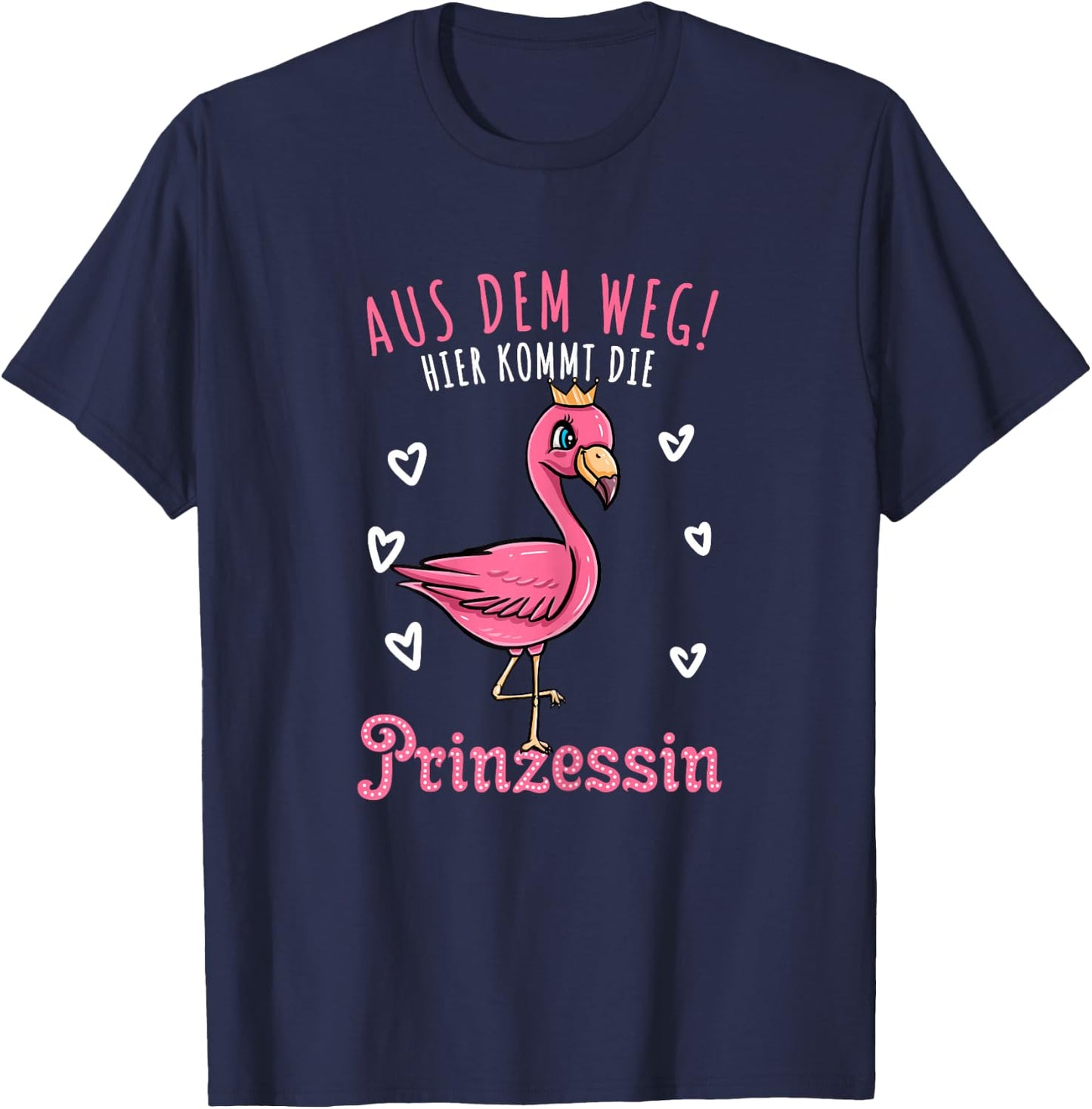 Hier Kommt Die Prinzessin Flamingo Mädchen , black T-Shirt - T-Shirt | Navy