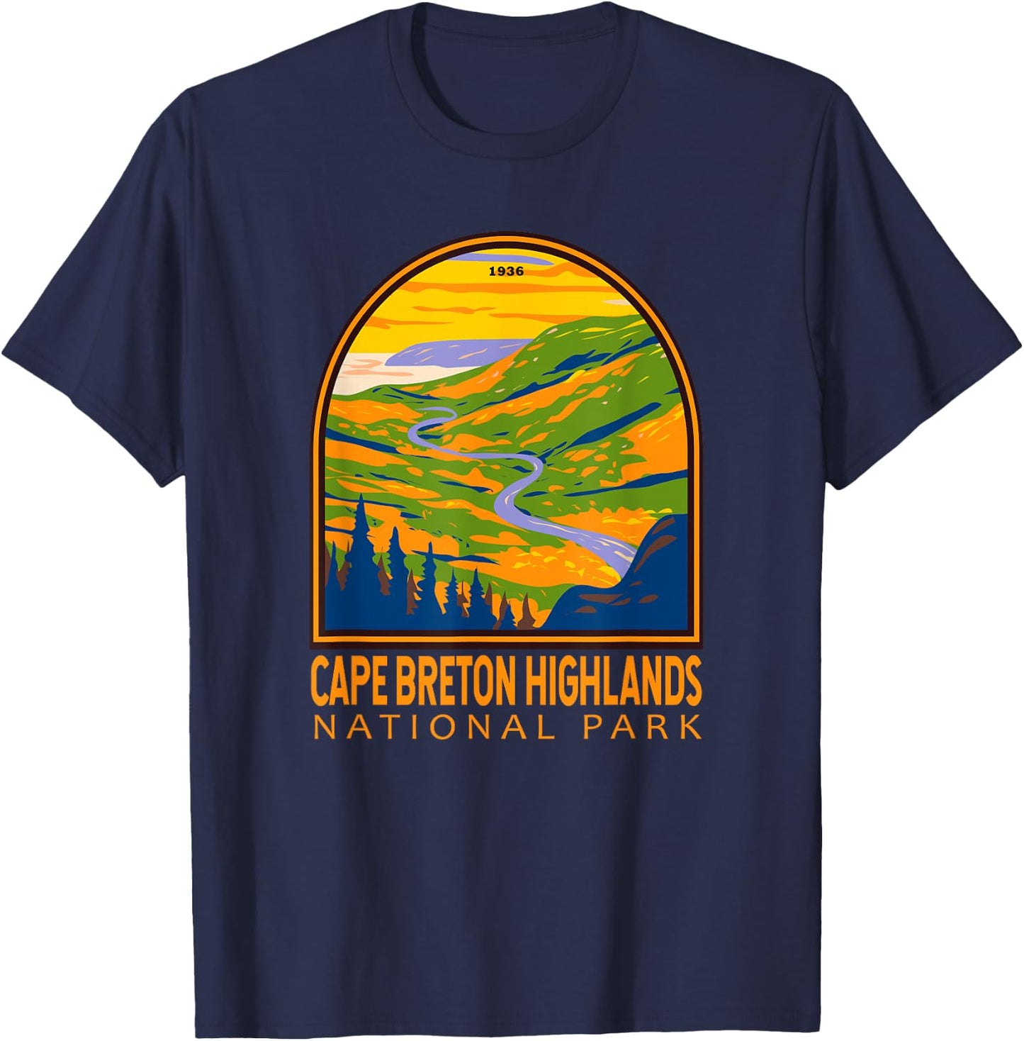 Cape Breton Highlands National Park Canada Vintage Emblem T-Shirt - T-Shirt | Navy