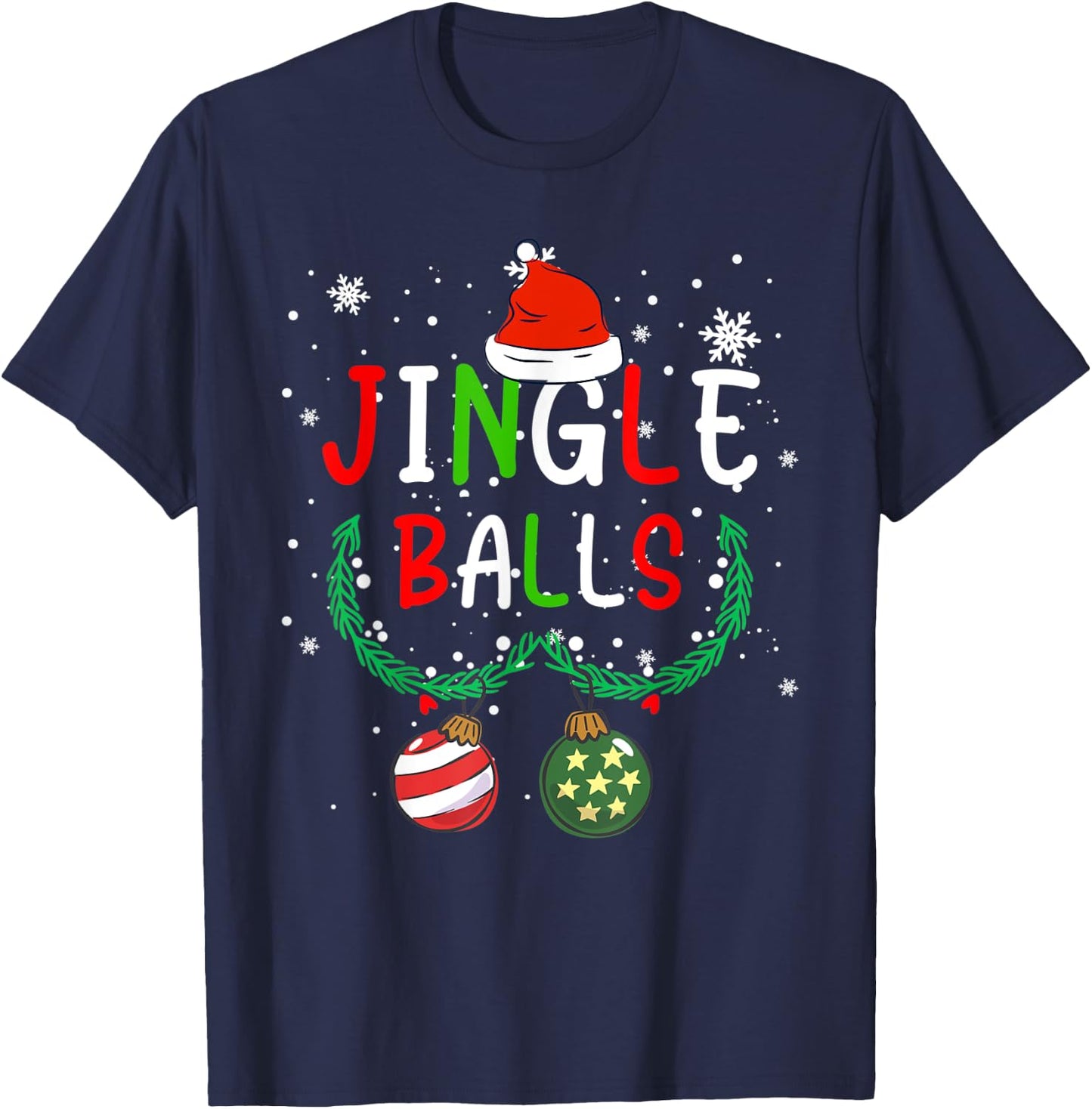 Jingle Balls Tinsel Tits Couple Chestnuts Christmas Family T-Shirt - T-Shirt | Navy