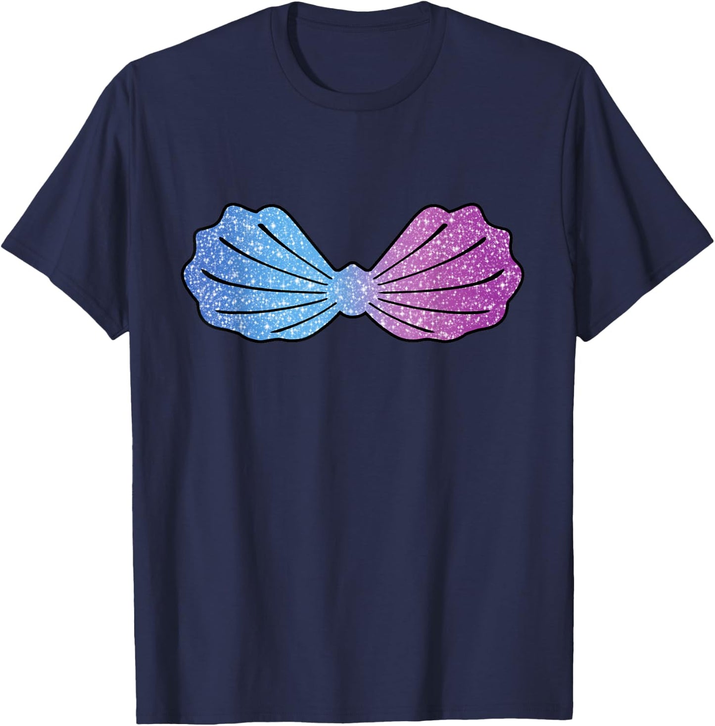 Mermaid Blue teal Ambre Sea shell Bra Costume Halloween T-Shirt - T-Shirt | Navy