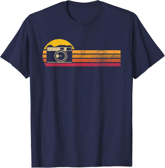 Vintage Style Camera Silhouette Retro Photographer Gift T-Shirt - T-Shirt | Navy