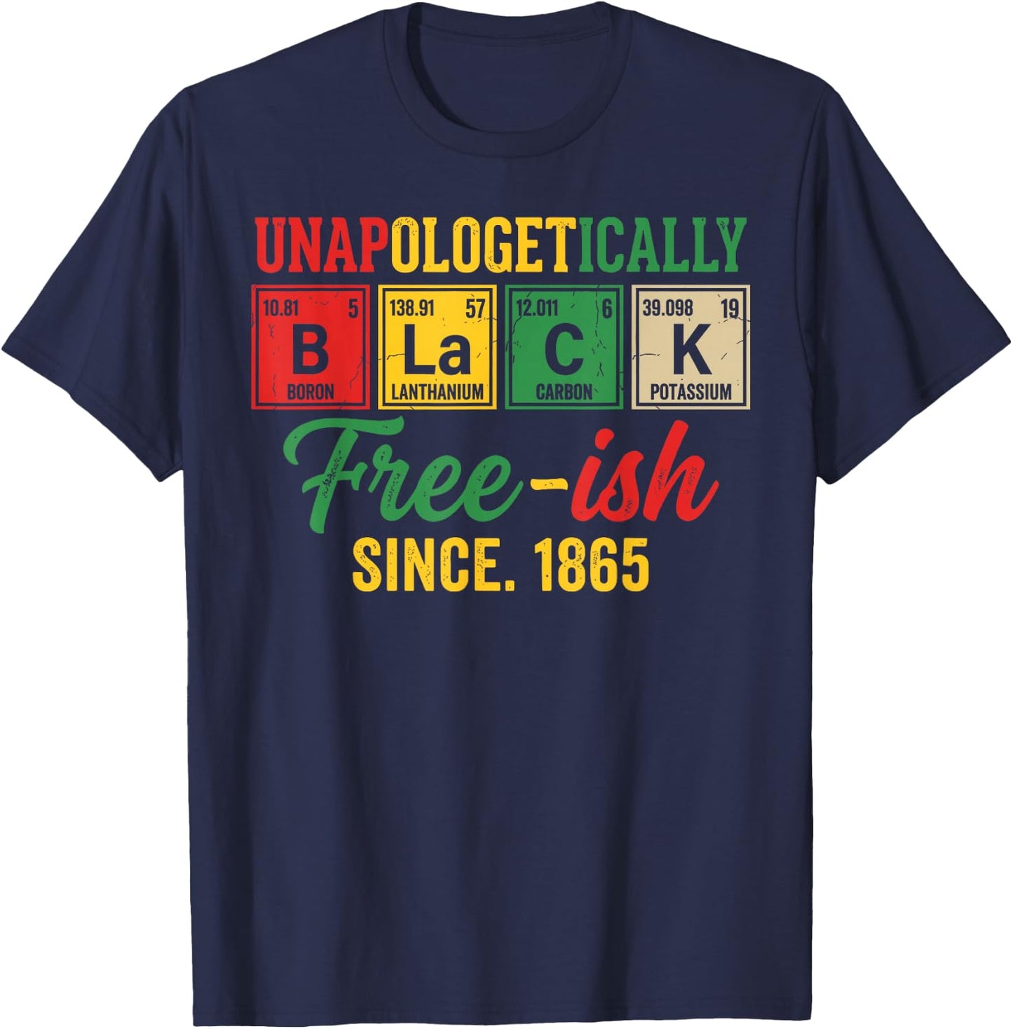 Unapologetically Black Periodic Juneteenth 1865 Celebration T-Shirt - T-Shirt | Navy