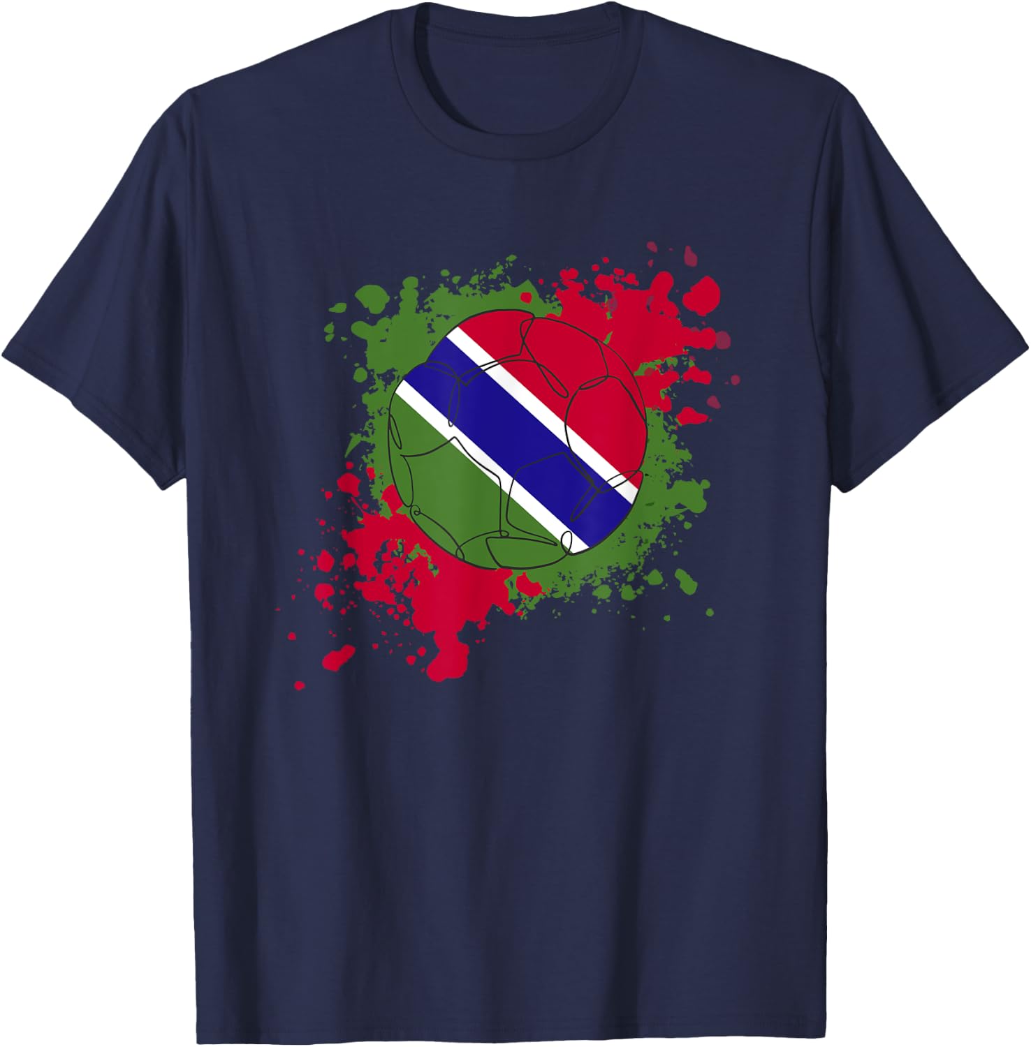Soccer Ball With The Flag Of Gambia T-Shirt - T-Shirt | Navy