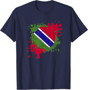 Soccer Ball With The Flag Of Gambia T-Shirt - T-Shirt | Navy
