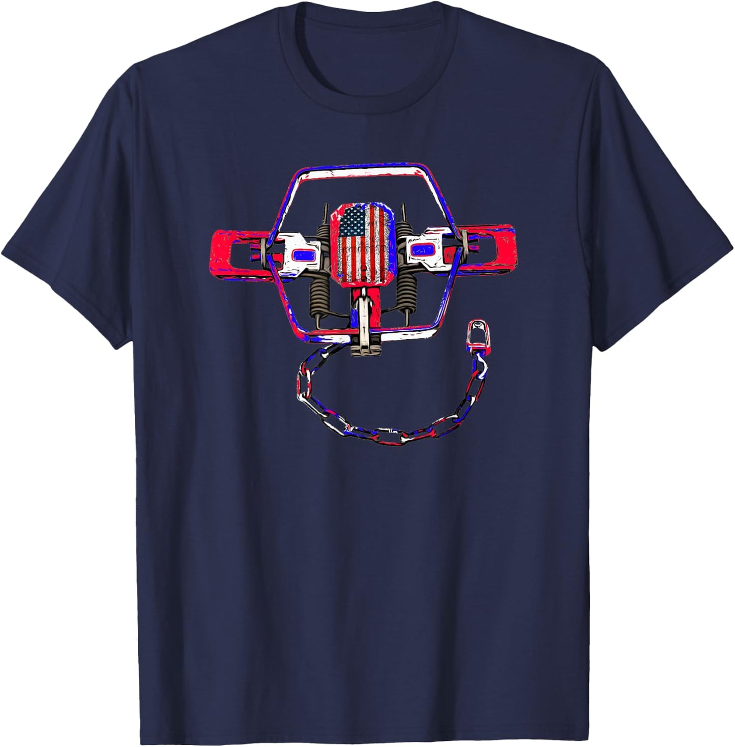 Trapping Shirt with a USA Flag Trap for Trappers Women Kids Men T-Shirt - T-Shirt | Navy