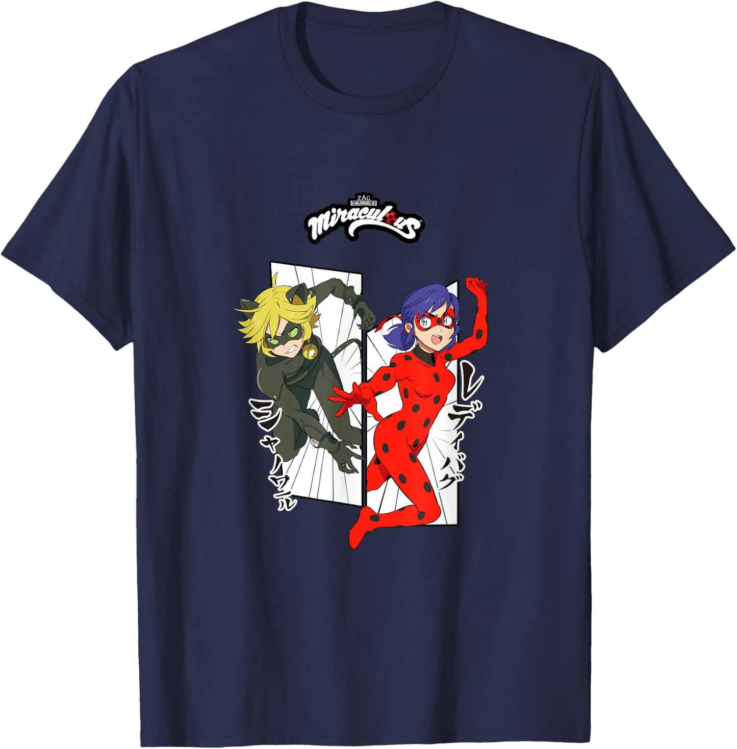 Miraculous Ladybug Cat Noir Manga 2 T-Shirt - T-Shirt | Navy