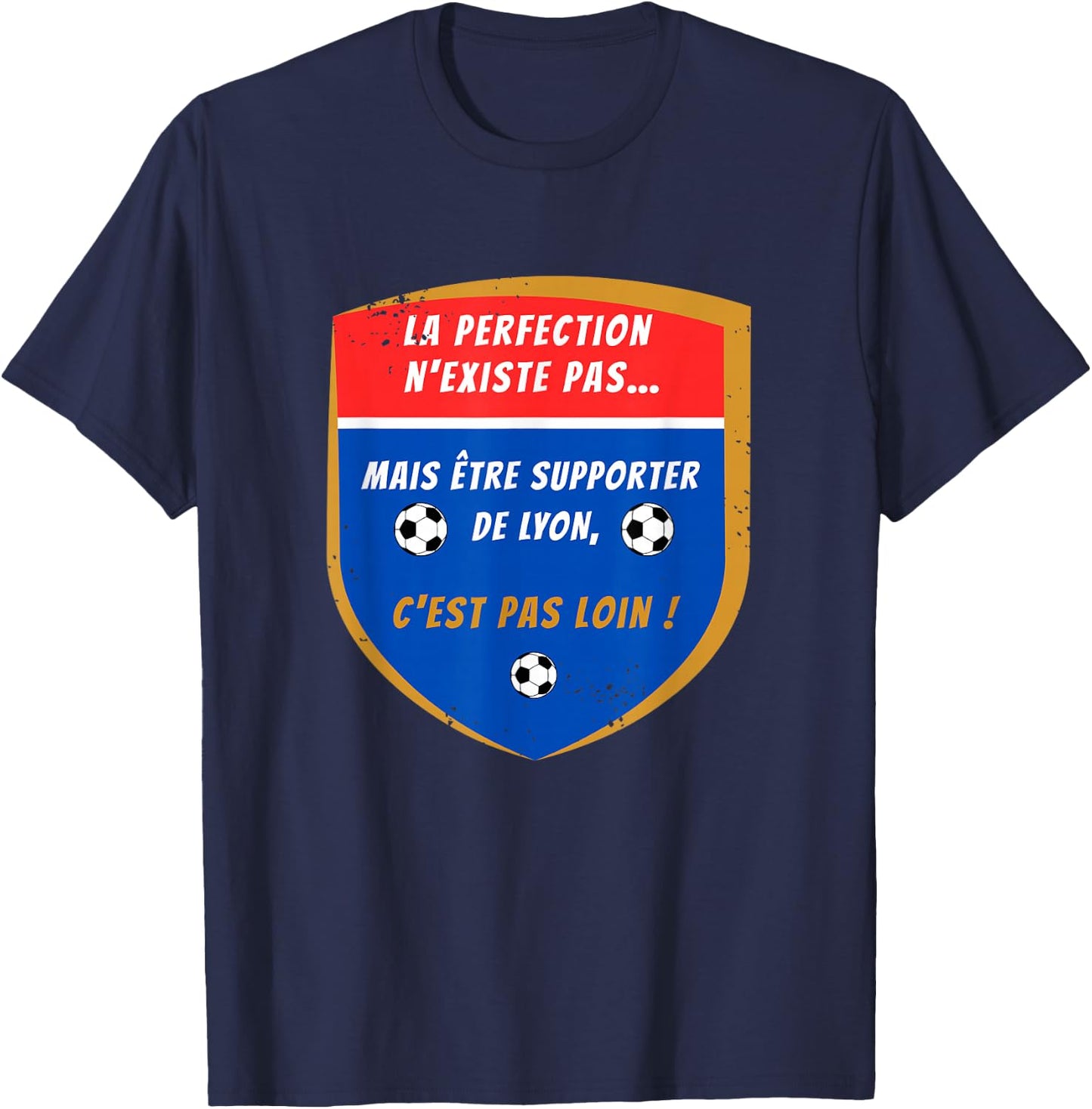 Gift Supporter Lyon Football Lyonnais , Black, S T-Shirt - T-Shirt | Navy