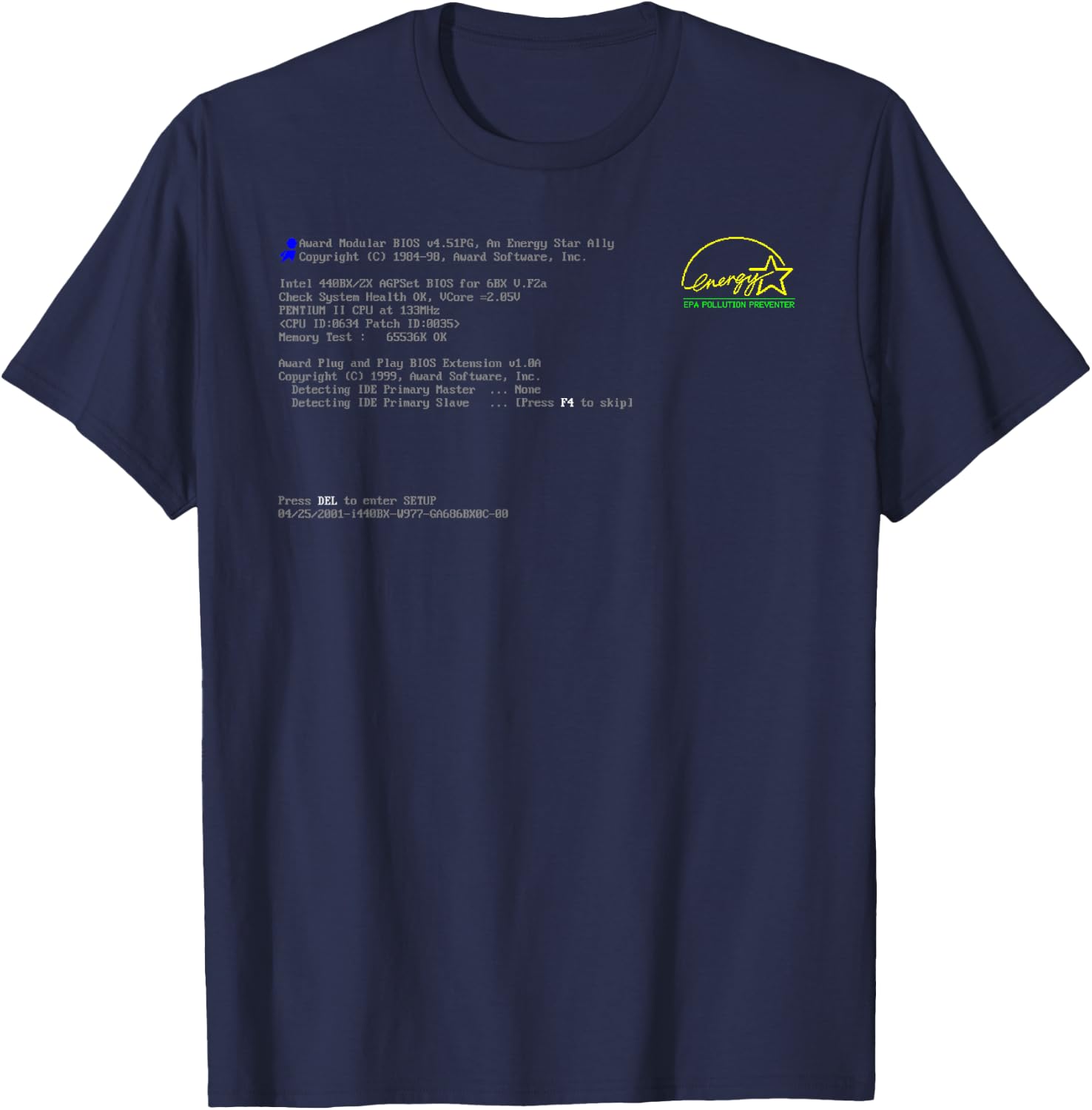 bios screen computer boot pc for it programmer , Black, S T-Shirt - T-Shirt | Navy