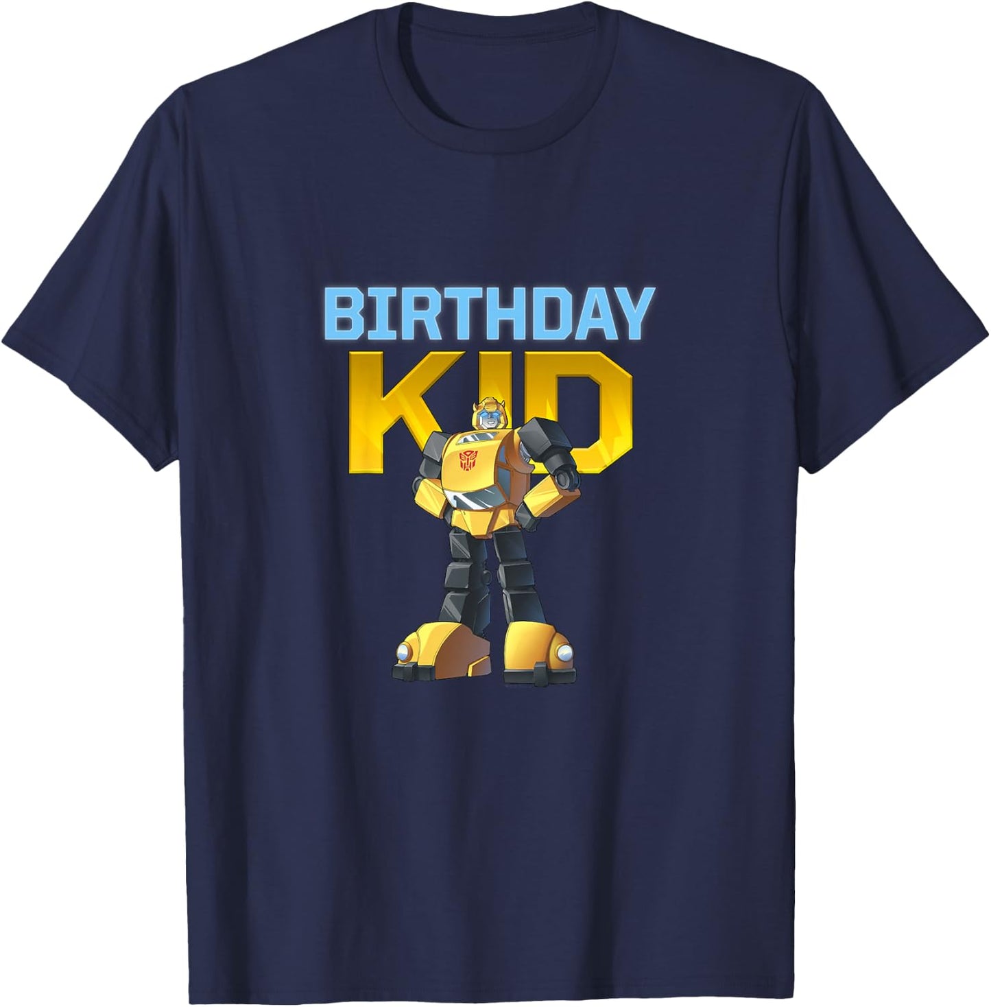 Kids Transformers Birthday Kid Bumblebee Shiny Big Poster Youth T-Shirt - T-Shirt | Navy