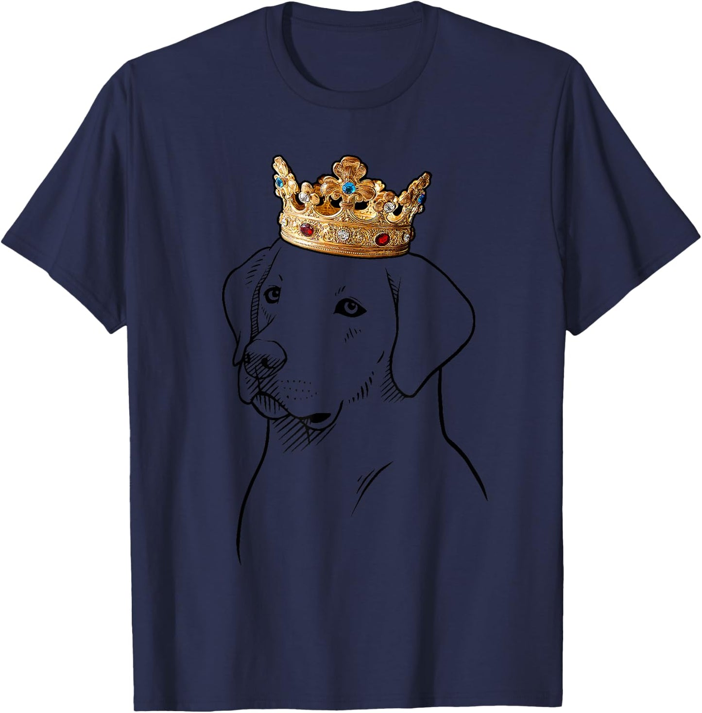 Labrador Retriever Dog Wearing Crown Women Kids T-Shirt - T-Shirt | Navy