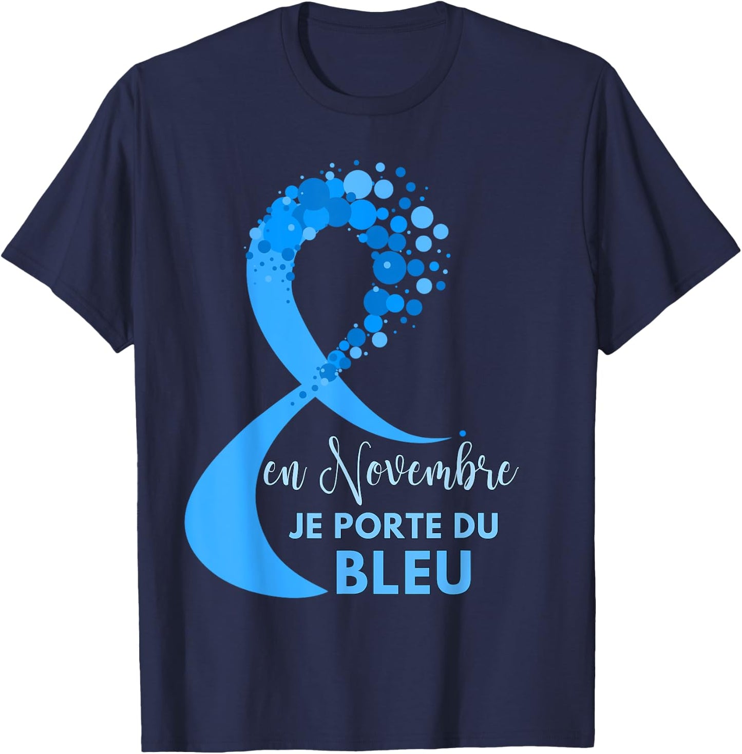 Blue Ribbon Prostate Cancer November Awareness T-Shirt - T-Shirt | Navy