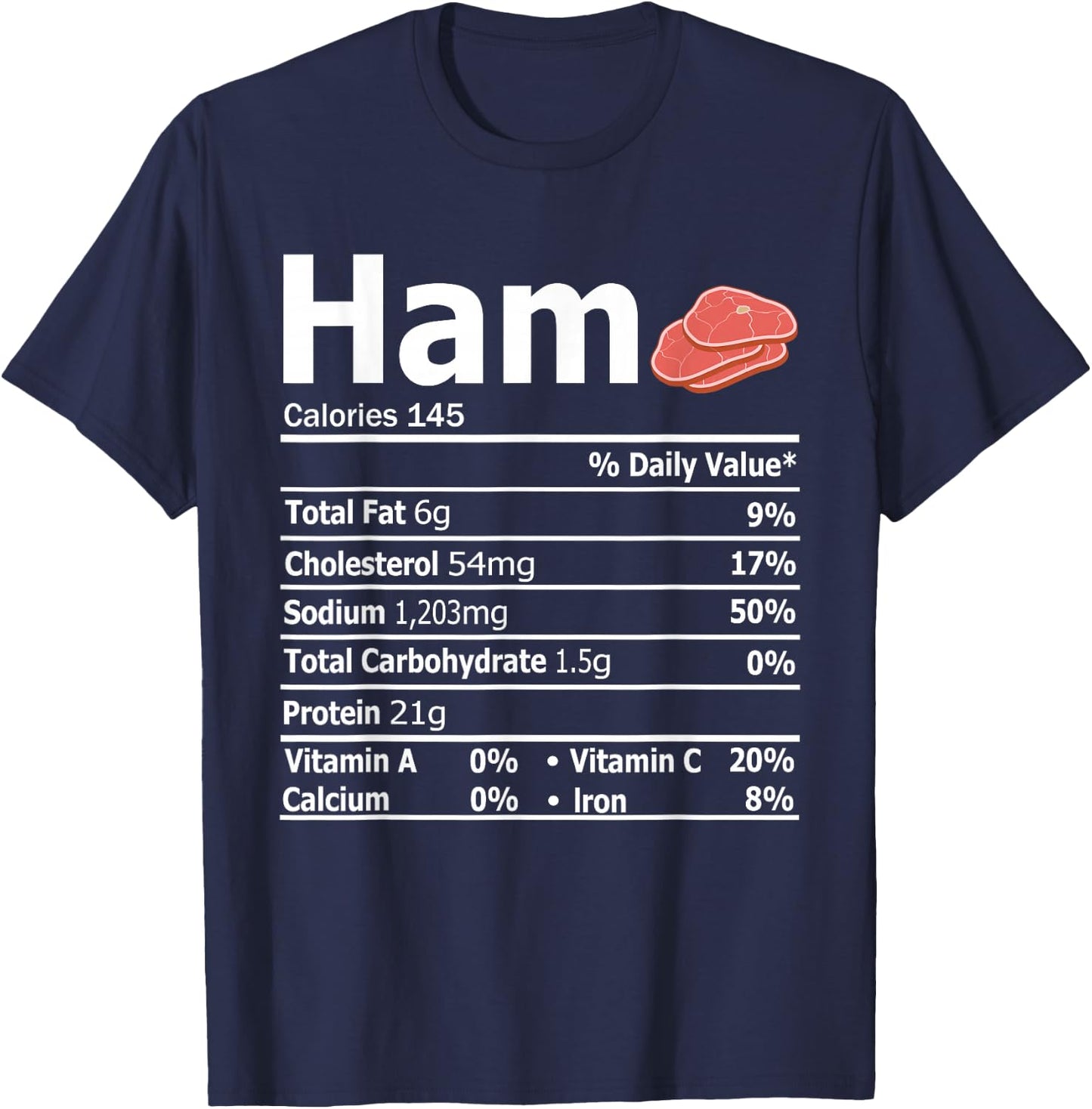 Ham Nutrition Facts Family Matching Thanksgiving Costume T-Shirt - T-Shirt | Navy