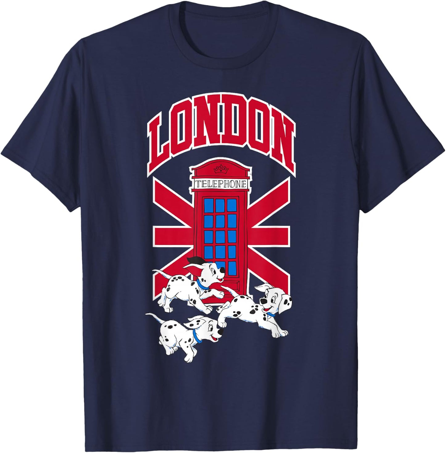 Disney 101 Dalmatians London Telephone Playful Puppies T-Shirt - T-Shirt | Navy