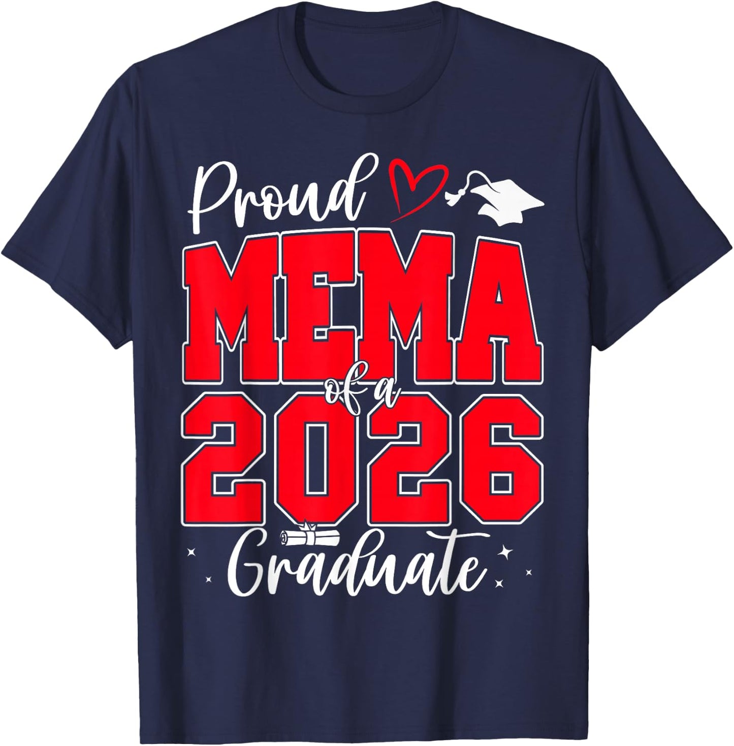 Proud Mema of a Class of 2026 Graduate Senior Graduation T-Shirt - T-Shirt | Navy