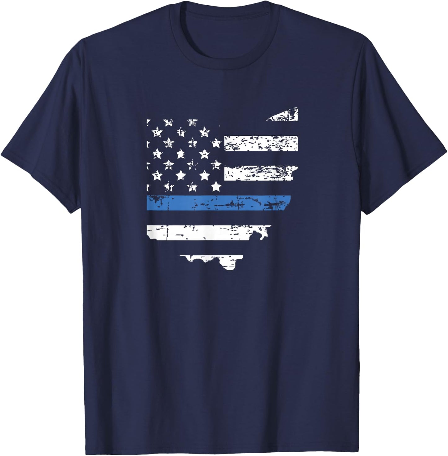 Thin Blue Line Flag Ohio Law Enforcement Officers Police T-Shirt - T-Shirt | Navy