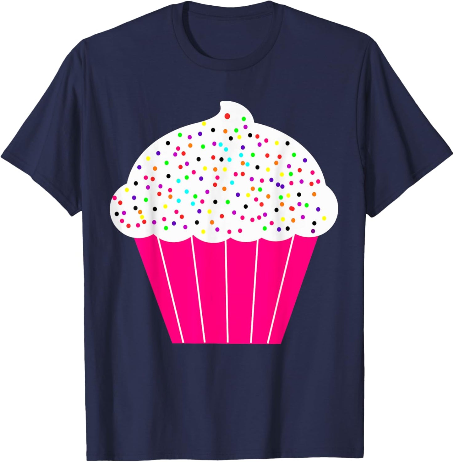 Cupcake Fun Food Costume White Frosting Sprinkles T-Shirt - T-Shirt | Navy