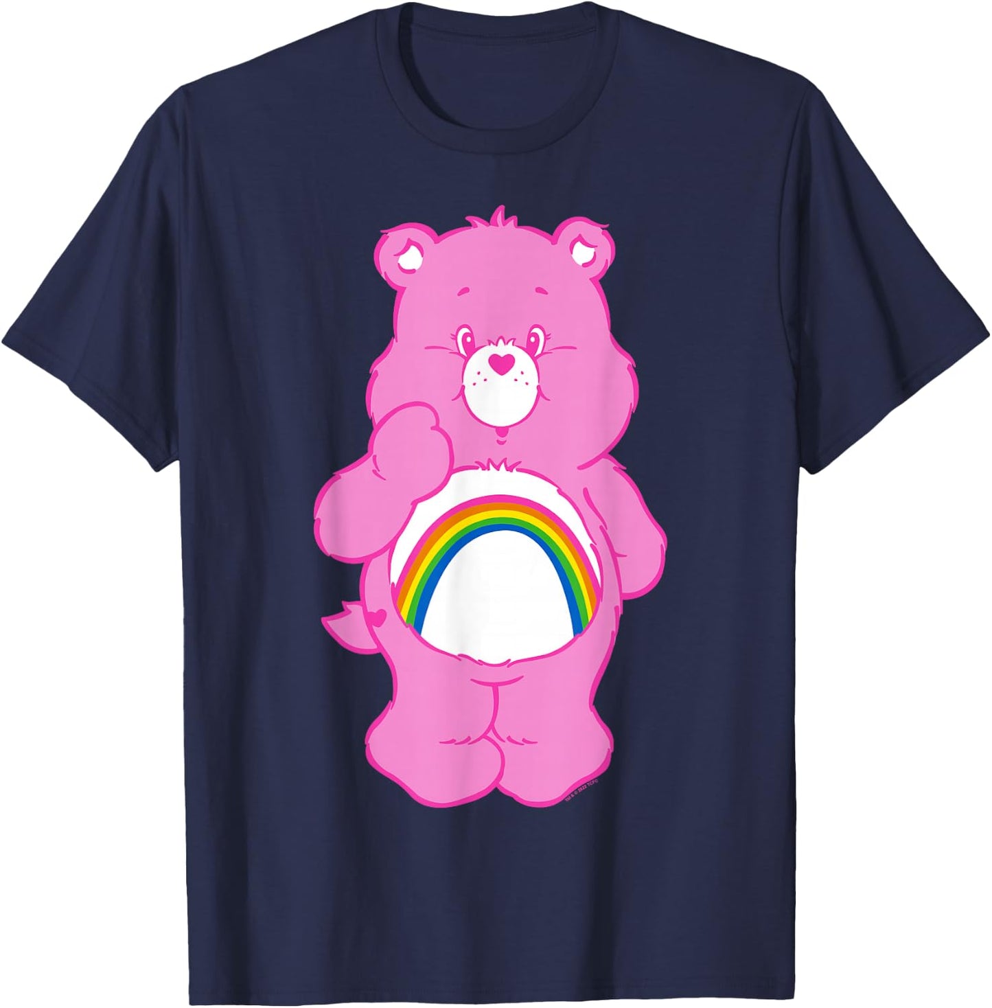 Care Bears Cheer Bear Classic Vintage Rainbow Belly Badge , gray T-Shirt - T-Shirt | Navy