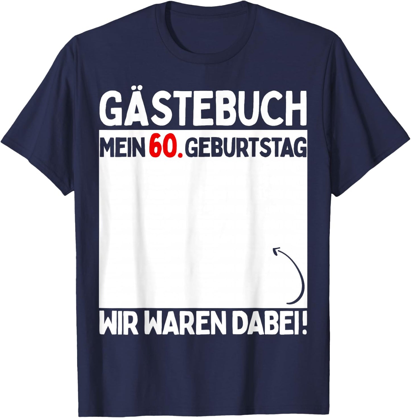 60th Birthday Man Woman 60 Years 1964 Decorative Funny Gift , black T-Shirt - T-Shirt | Navy