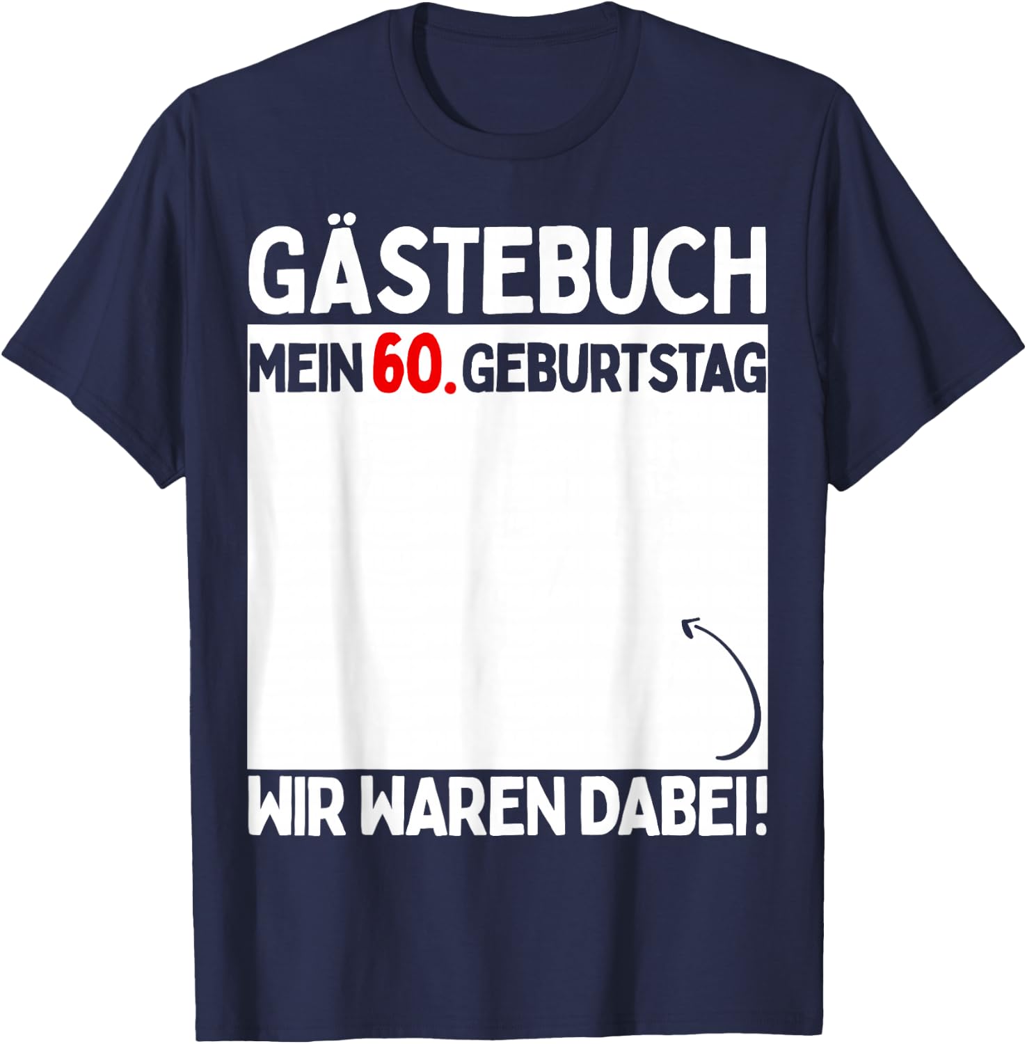 60th Birthday Man Woman 60 Years 1964 Decorative Funny Gift , black T-Shirt - T-Shirt | Navy